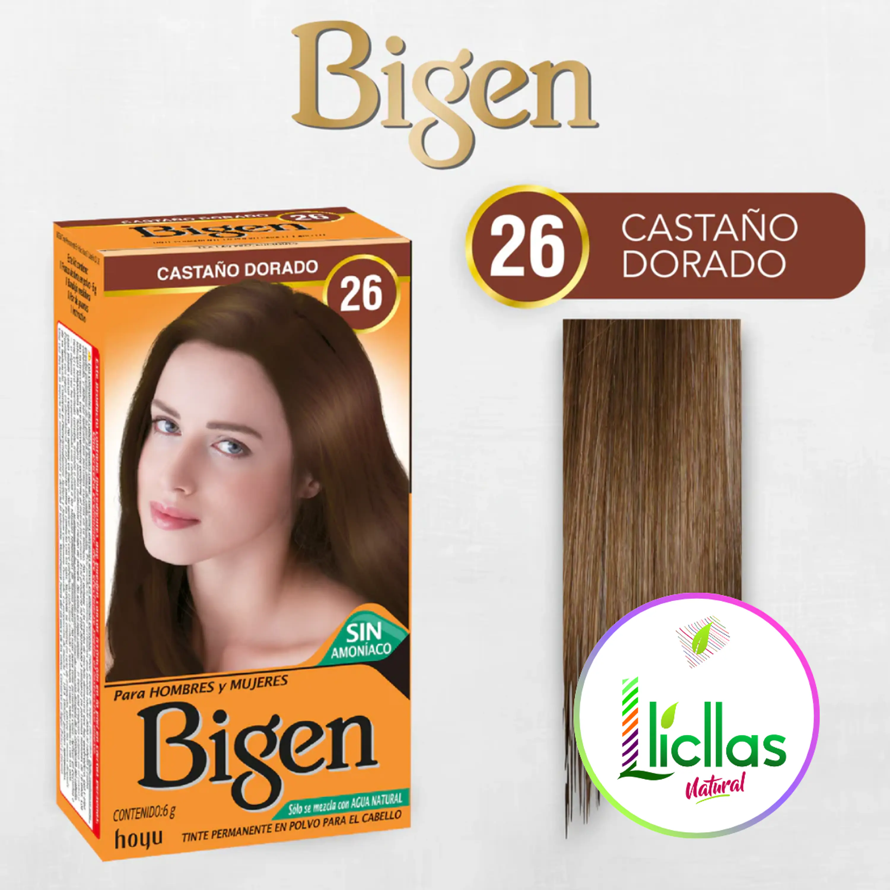 Kit Tinte Bigen  Tinte Para Cabello Tono 26 Castaño Dorado Para Cabello 4