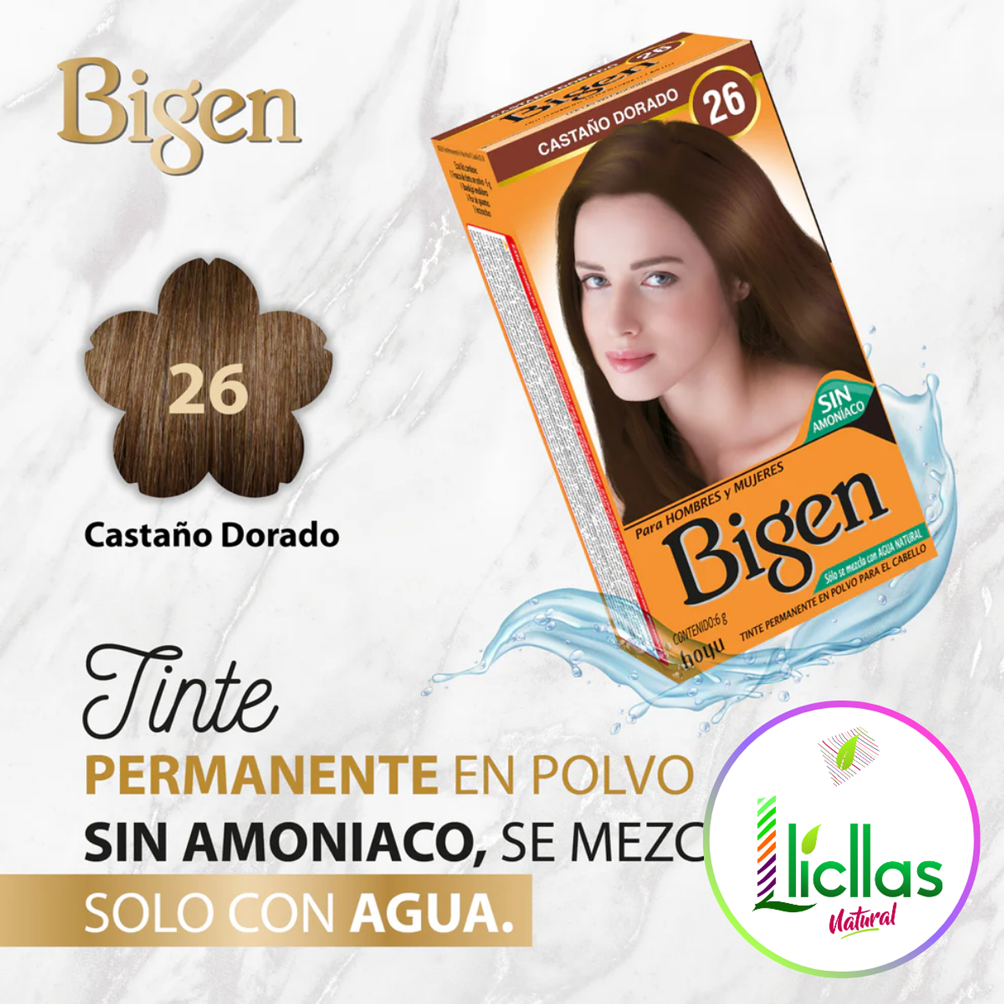Kit Tinte Bigen  Tinte Para Cabello Tono 26 Castaño Dorado Para Cabello 5