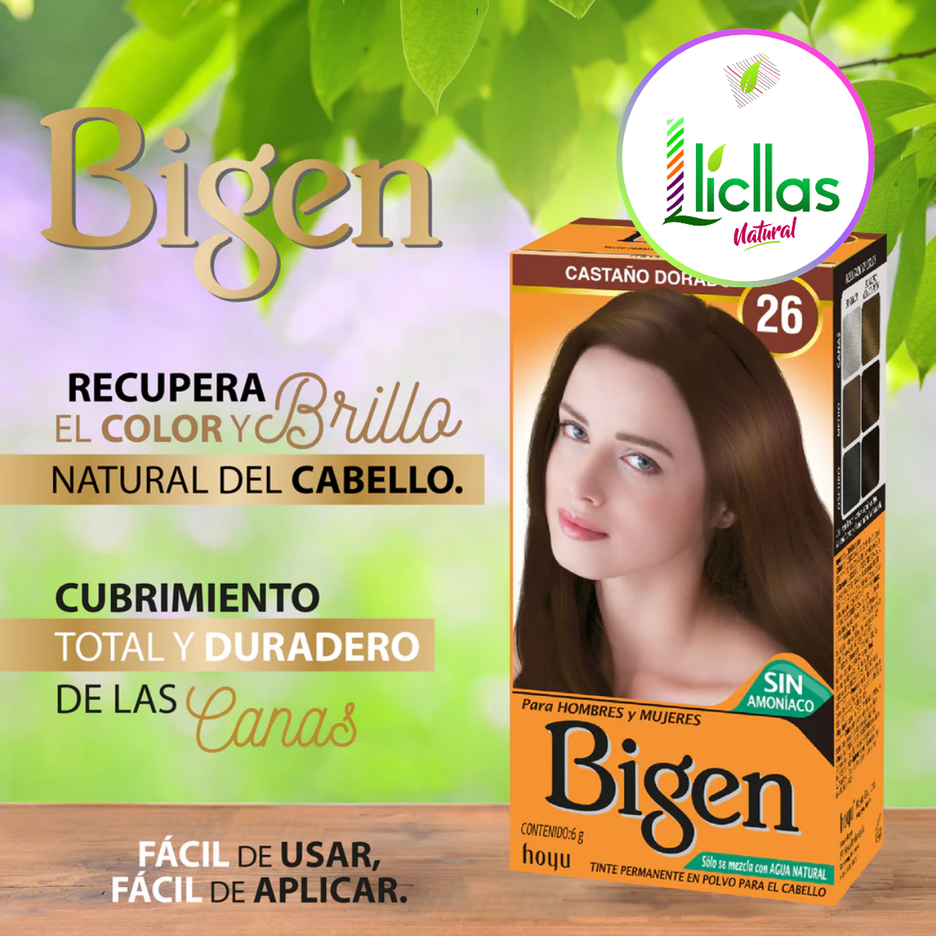 Kit Tinte Bigen  Tinte Para Cabello Tono 26 Castaño Dorado Para Cabello 6