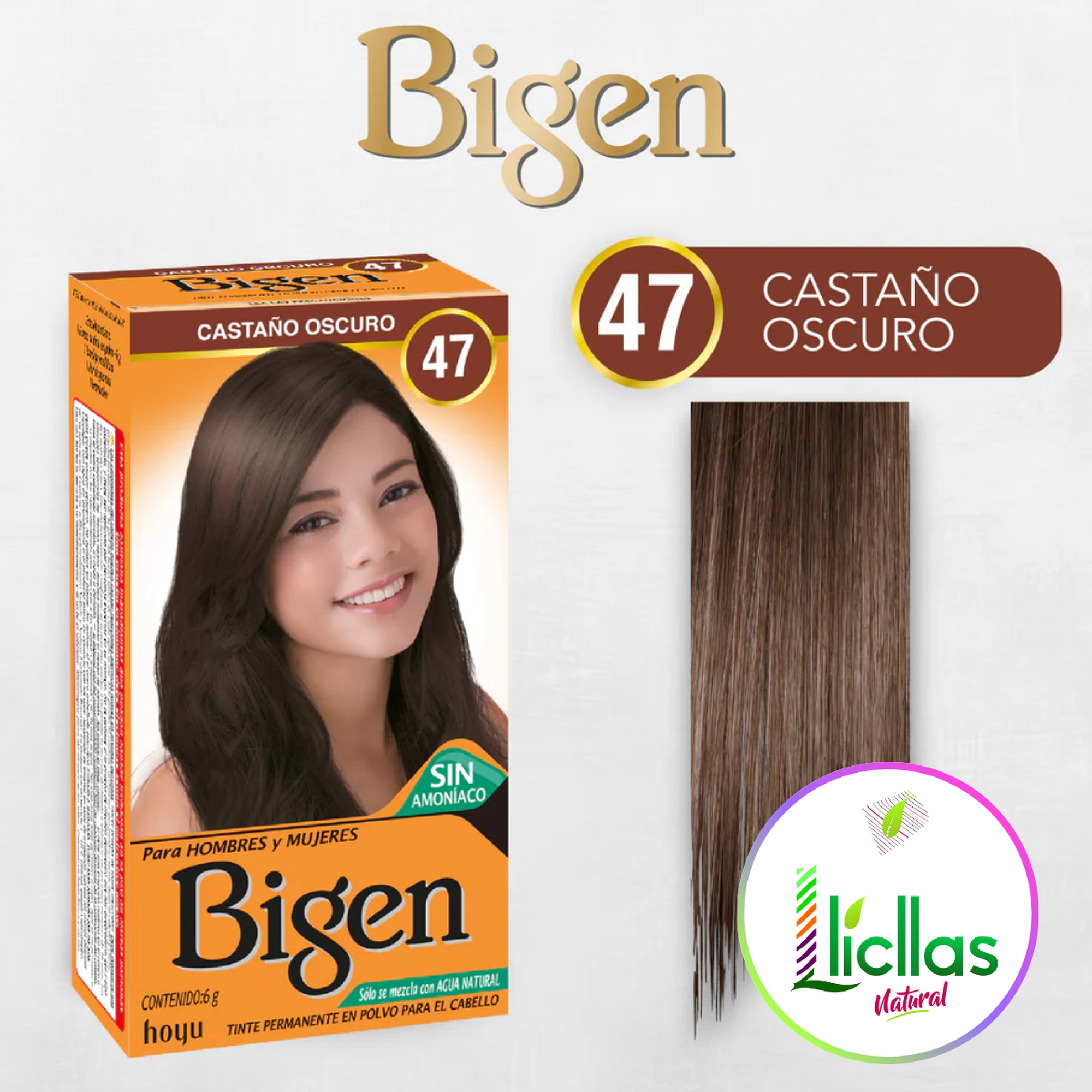 Bigen 47 Castaño Oscuro X 6g Tinte Para Cabello Cejas Barba 3