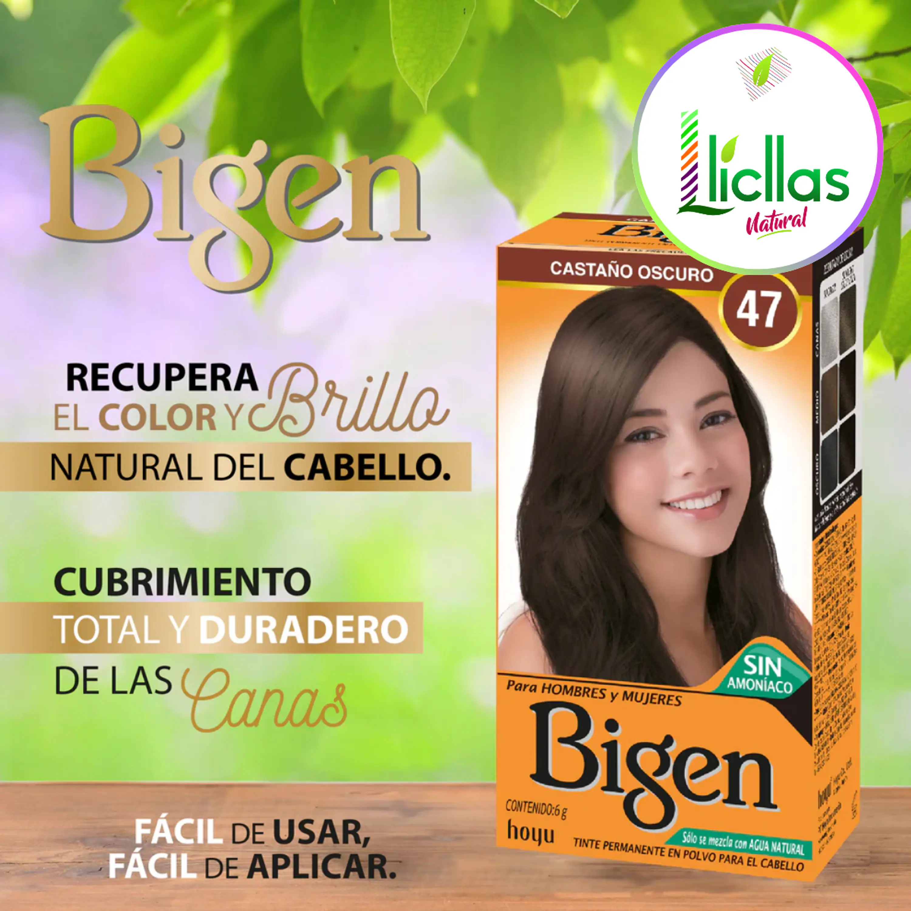 Bigen 47 Castaño Oscuro X 6g Tinte Para Cabello Cejas Barba 6