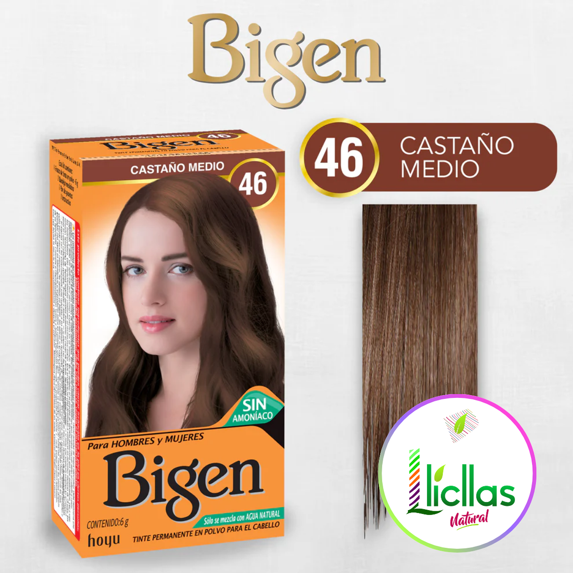 Bigen 46 Castaño Mediano X 6g Tinte Para Cabello Cejas Barba 5