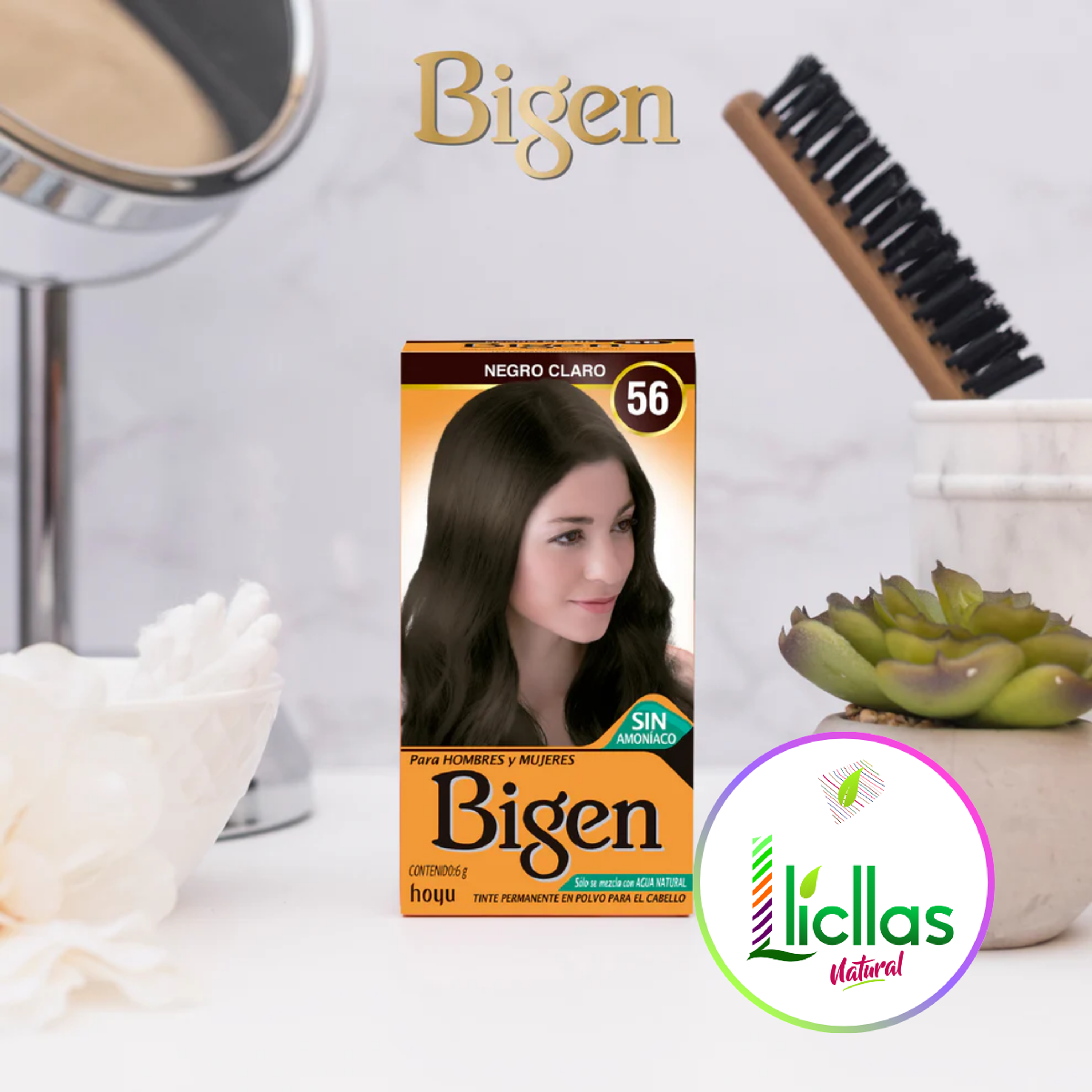 Bigen 56 Negro Claro X 6g Tinte Para Cabello Cejas Barba 3