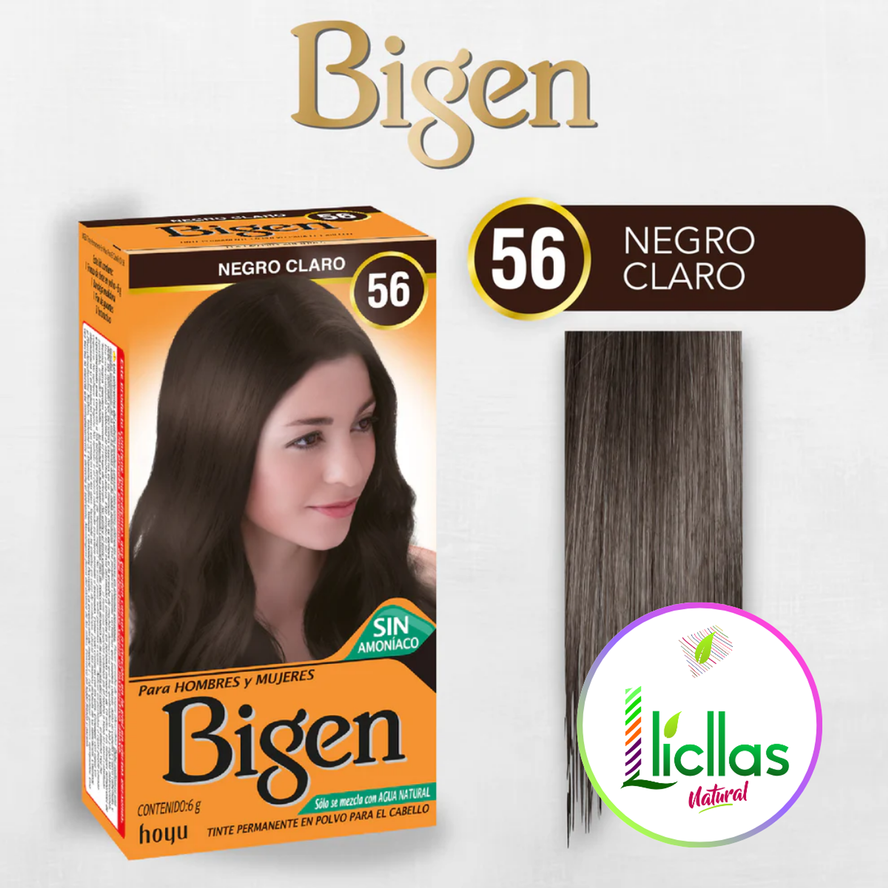 Bigen 56 Negro Claro X 6g Tinte Para Cabello Cejas Barba 4