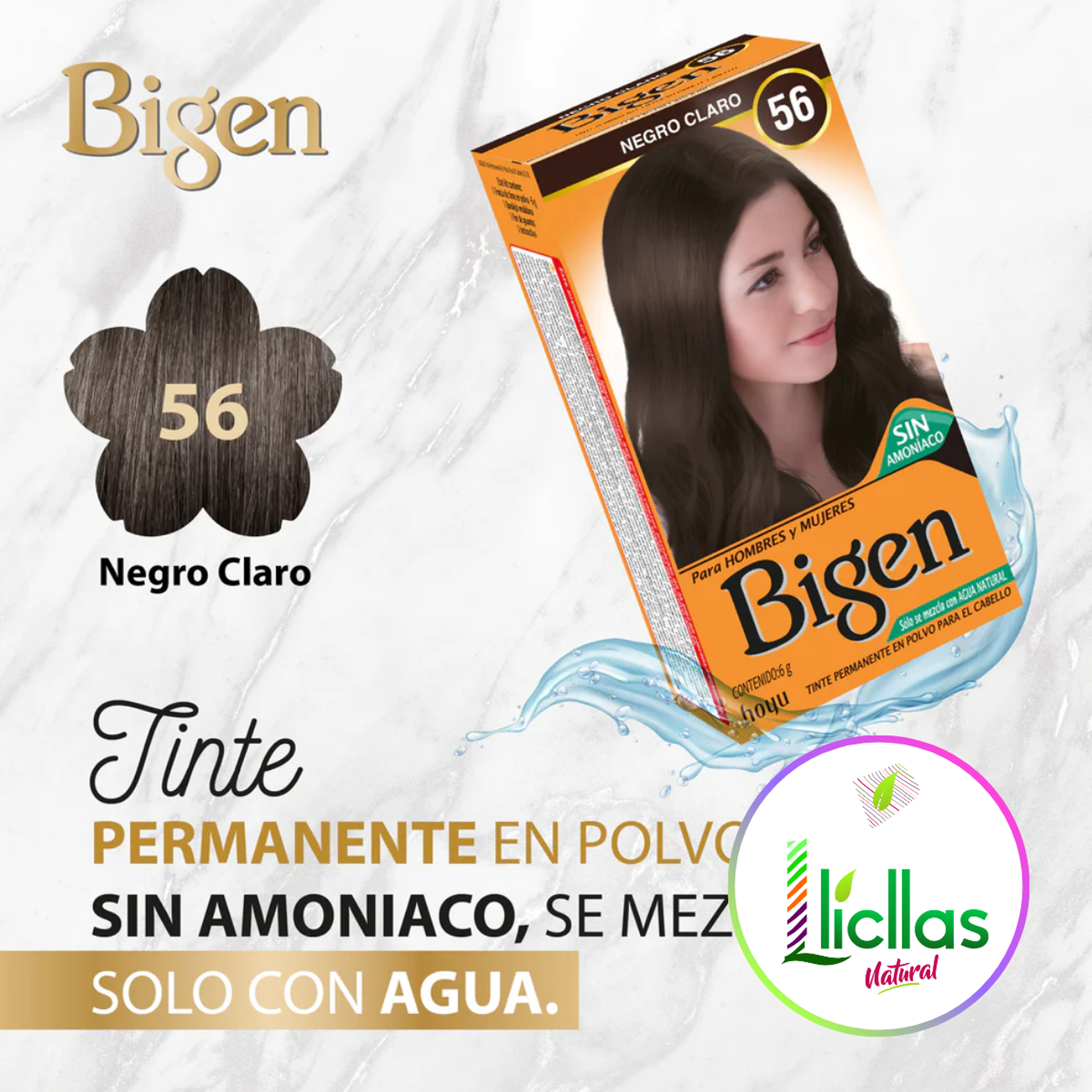 Bigen 56 Negro Claro X 6g Tinte Para Cabello Cejas Barba 5