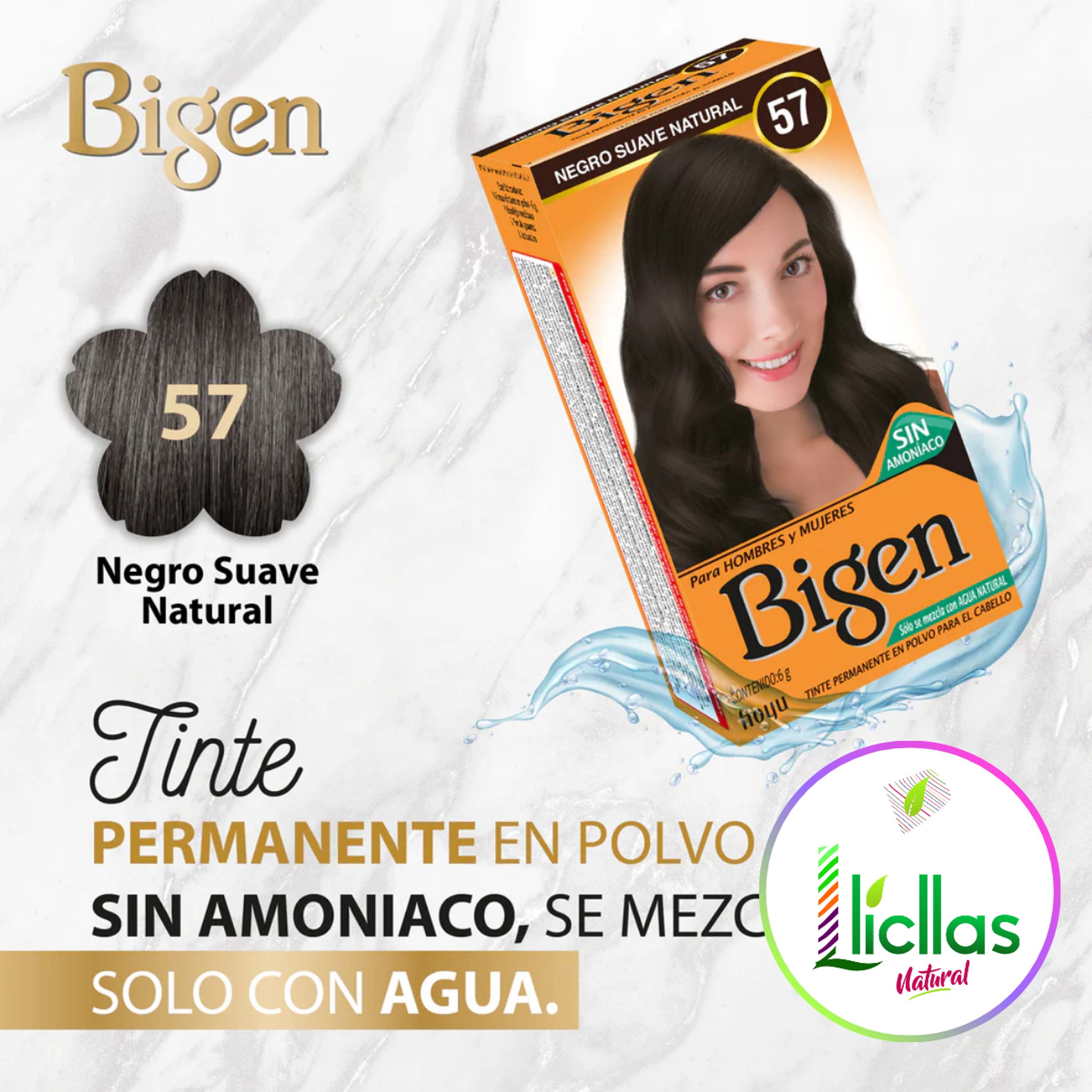 Bigen 57 Negro Suave Natural 6g Tinte Para Cabello Cejas Bar 3