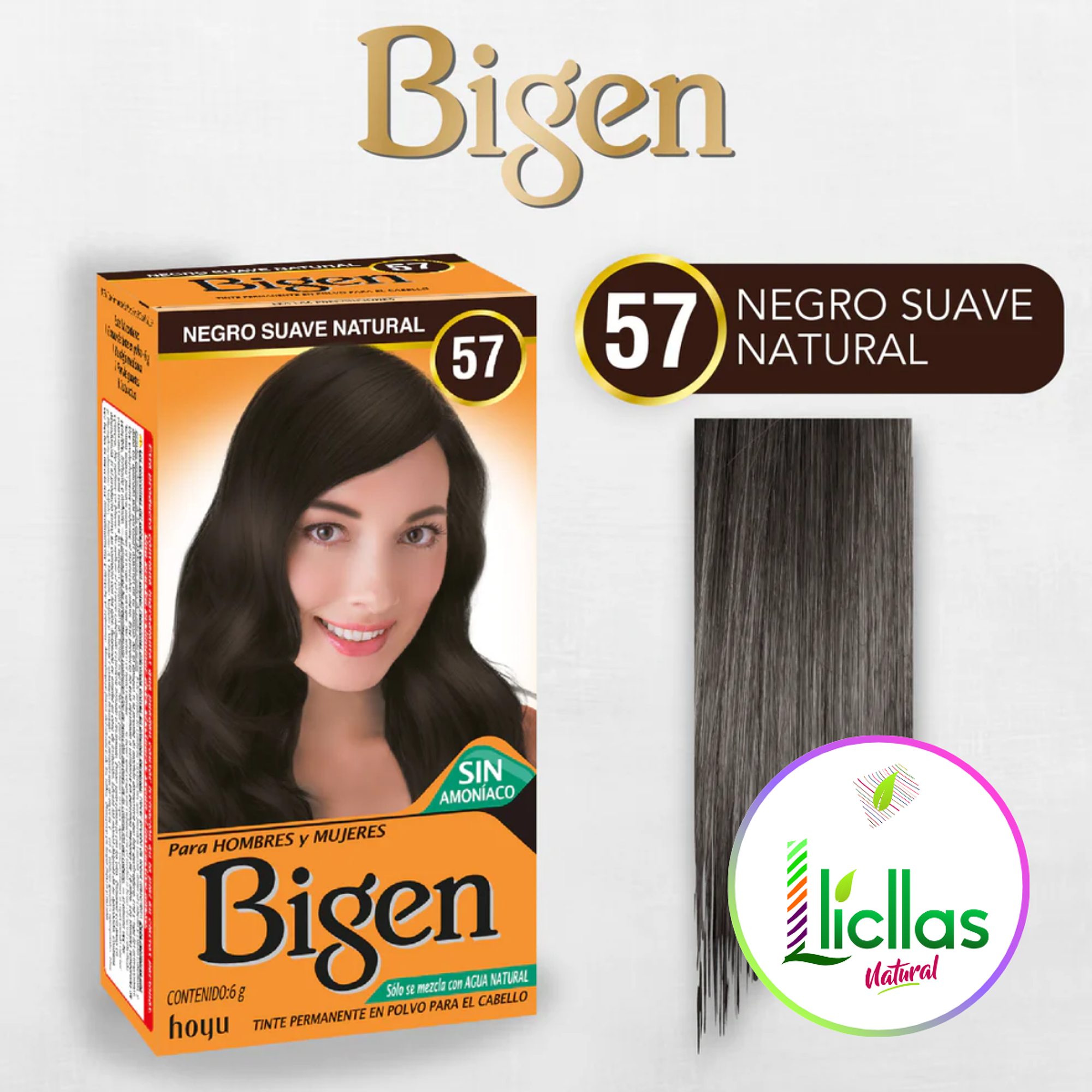 Bigen 57 Negro Suave Natural 6g Tinte Para Cabello Cejas Bar 4