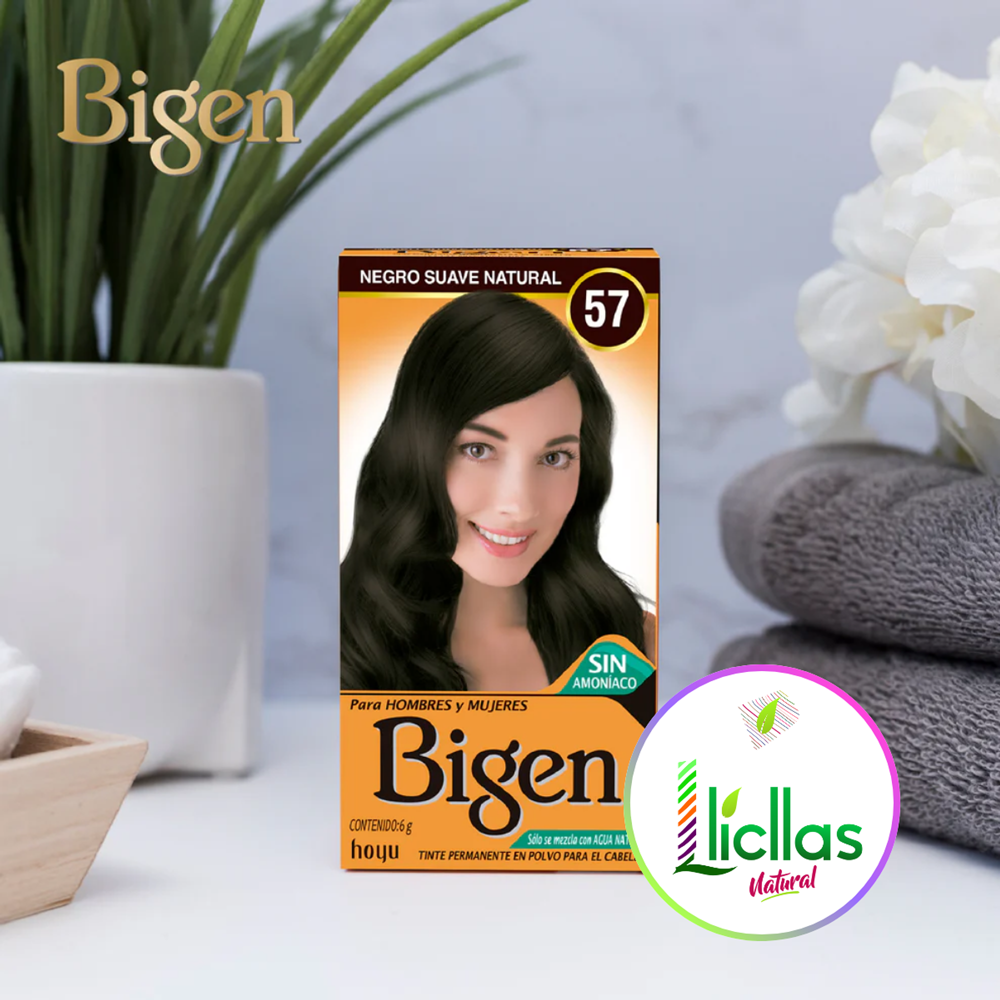 Bigen 57 Negro Suave Natural 6g Tinte Para Cabello Cejas Bar 5