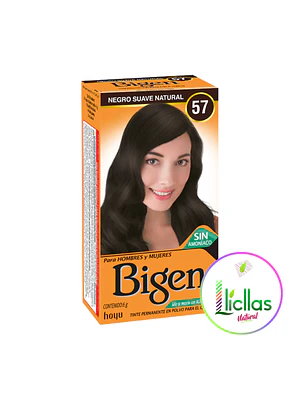 Bigen 57 Negro Suave Natural 6g Tinte Para Cabello Cejas Bar