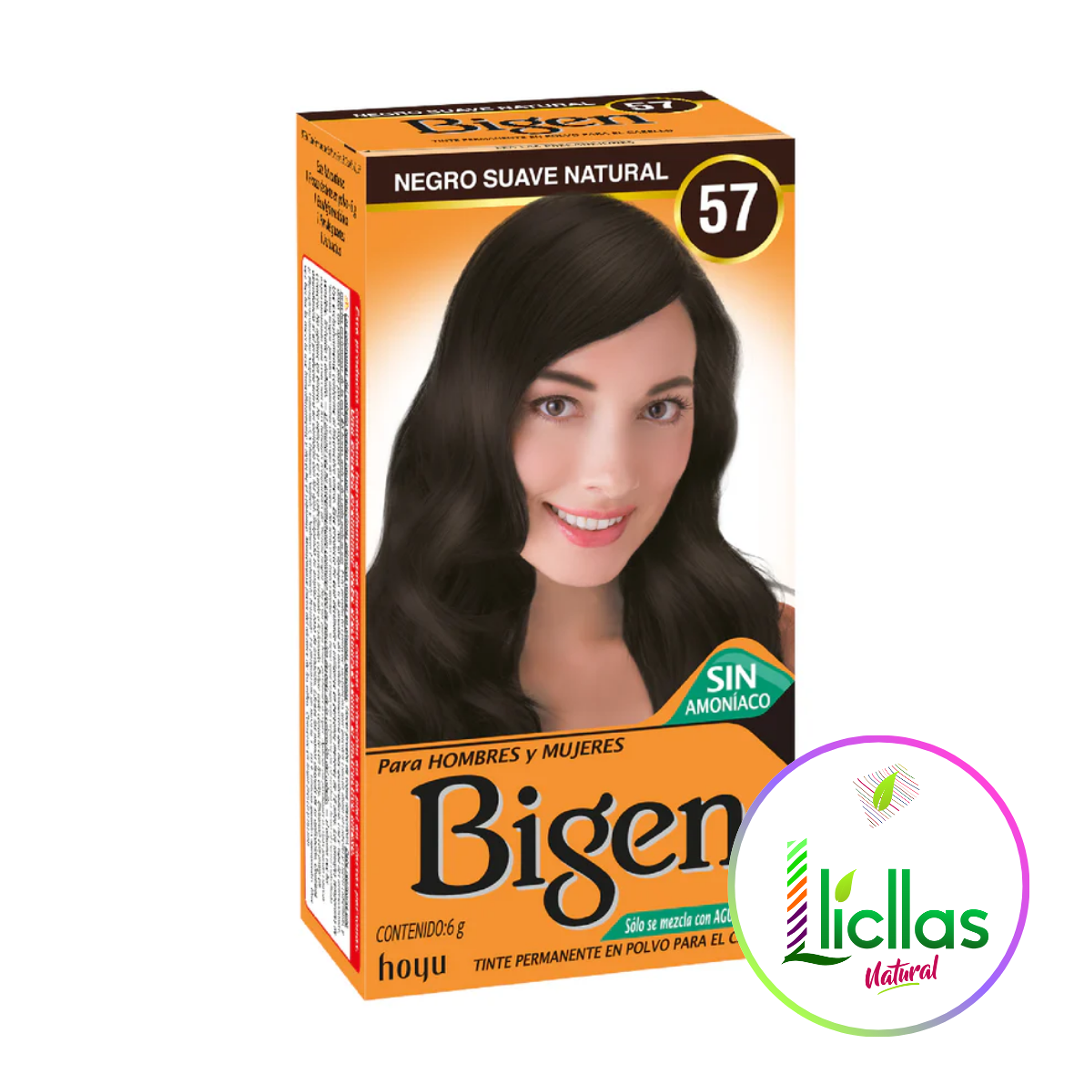 Bigen 57 Negro Suave Natural 6g Tinte Para Cabello Cejas Bar 1