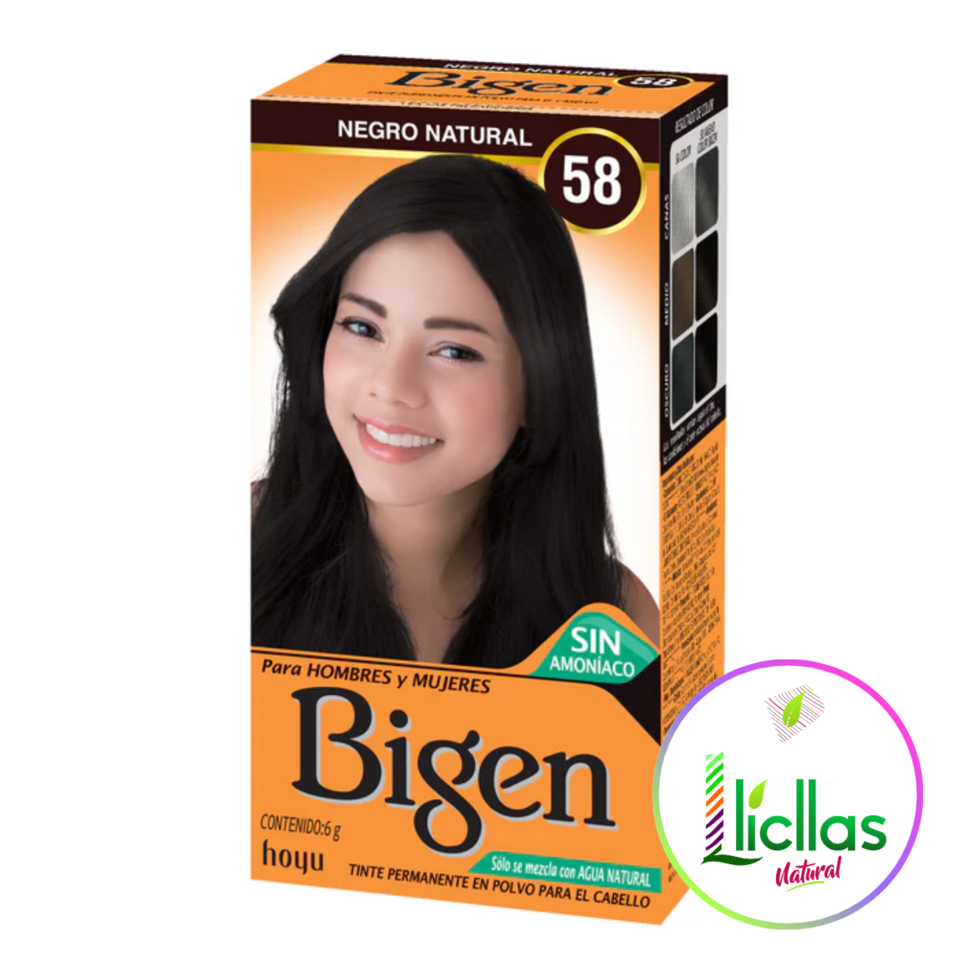 Bigen 58 Negro Natural X 6g  Tinte Para Cabello Cejas Barba 1