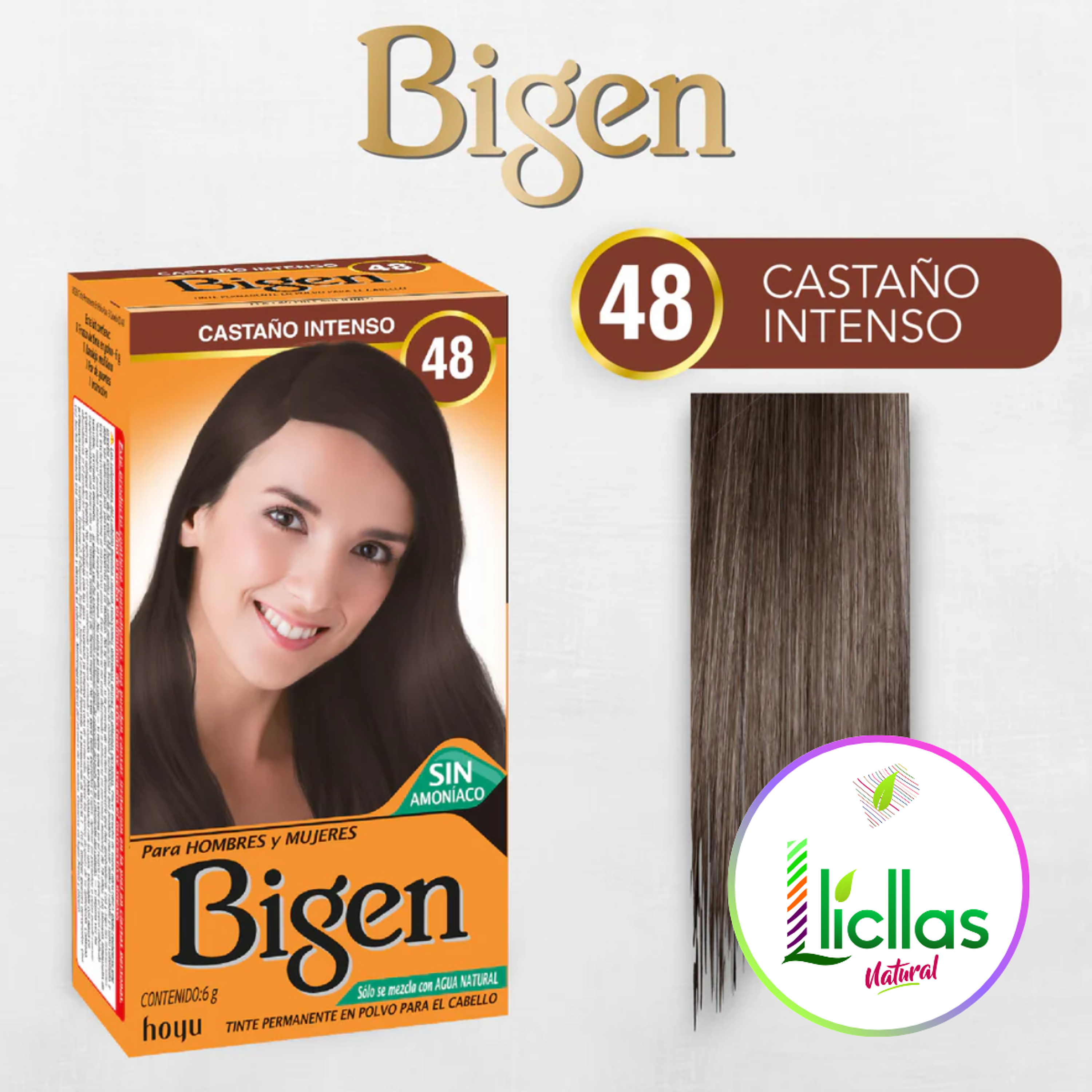 Bigen 48 Castaño Intenso X 6g Tinte Para Cabello Cejas Barba 6