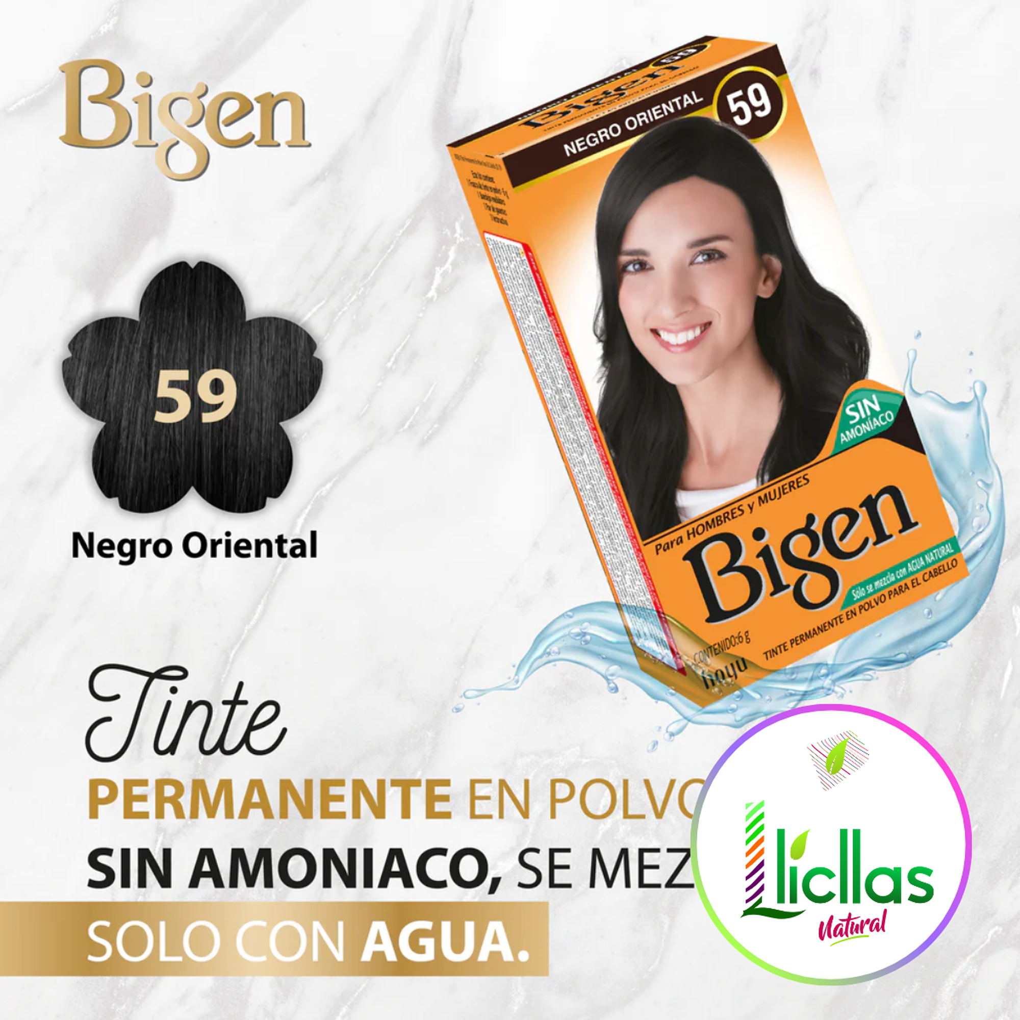 Bigen 59 Negro Oriental X 6g Tinte Para Cabello Cejas Barba 4
