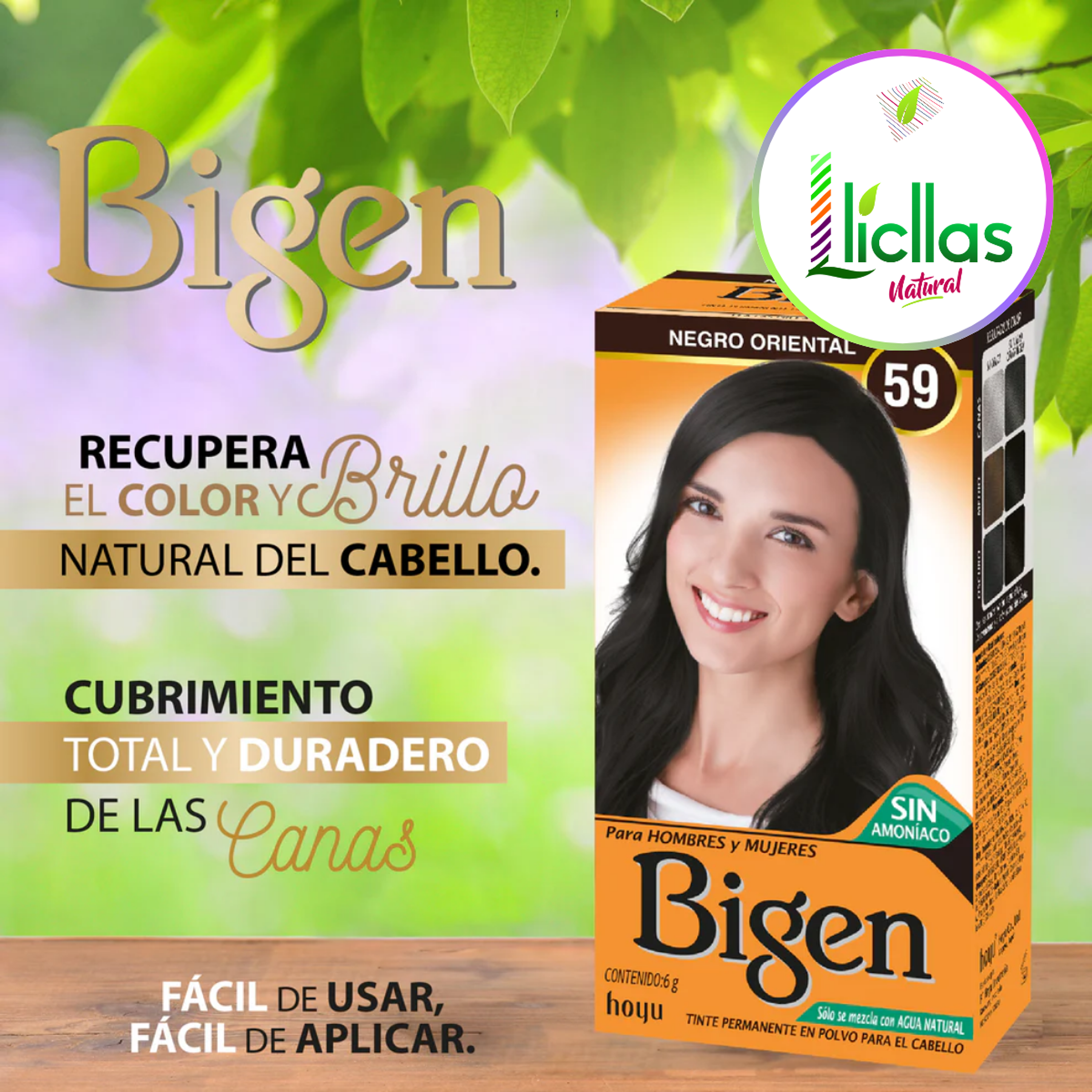 Bigen 59 Negro Oriental X 6g Tinte Para Cabello Cejas Barba 6