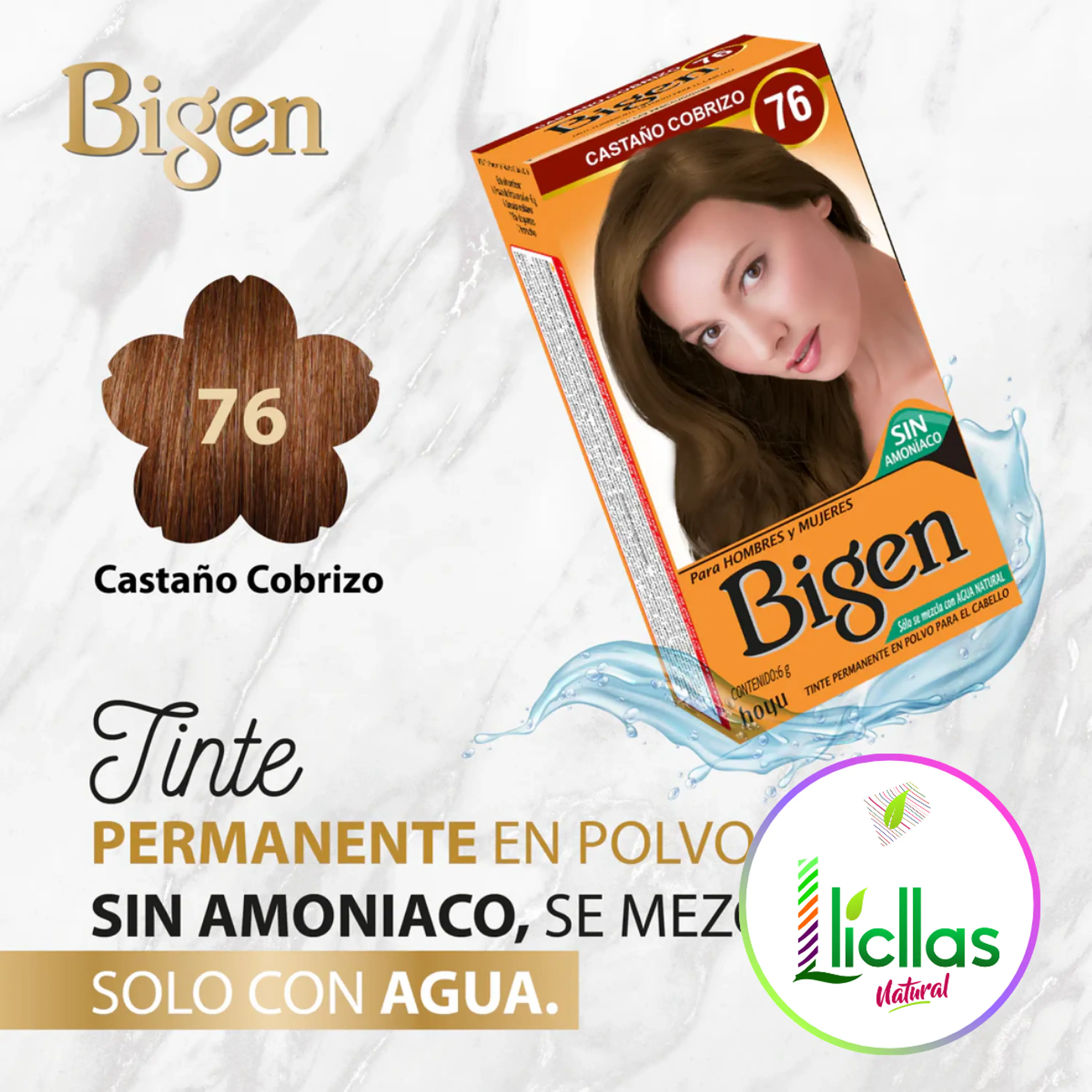 Bigen 76 Cobrizo X 6g  Tinte Para Cabello Cejas Barba 4