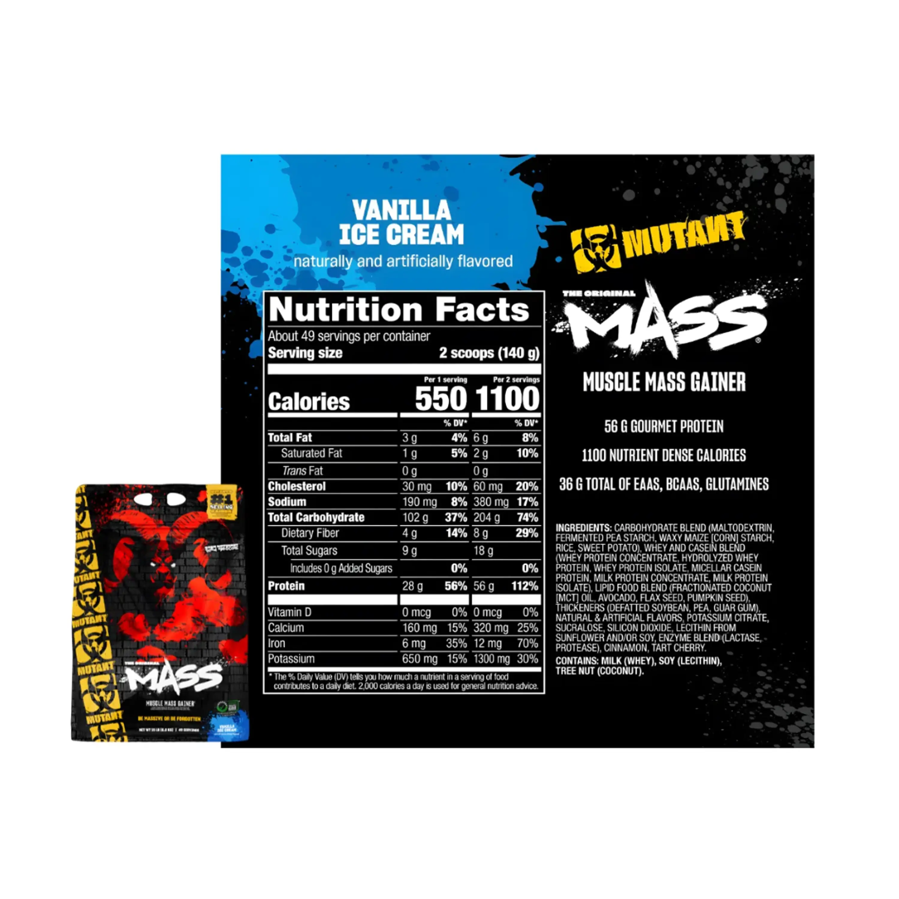 MASS x 15 libras ( 6.8 kg) pote - VAINILLA 2