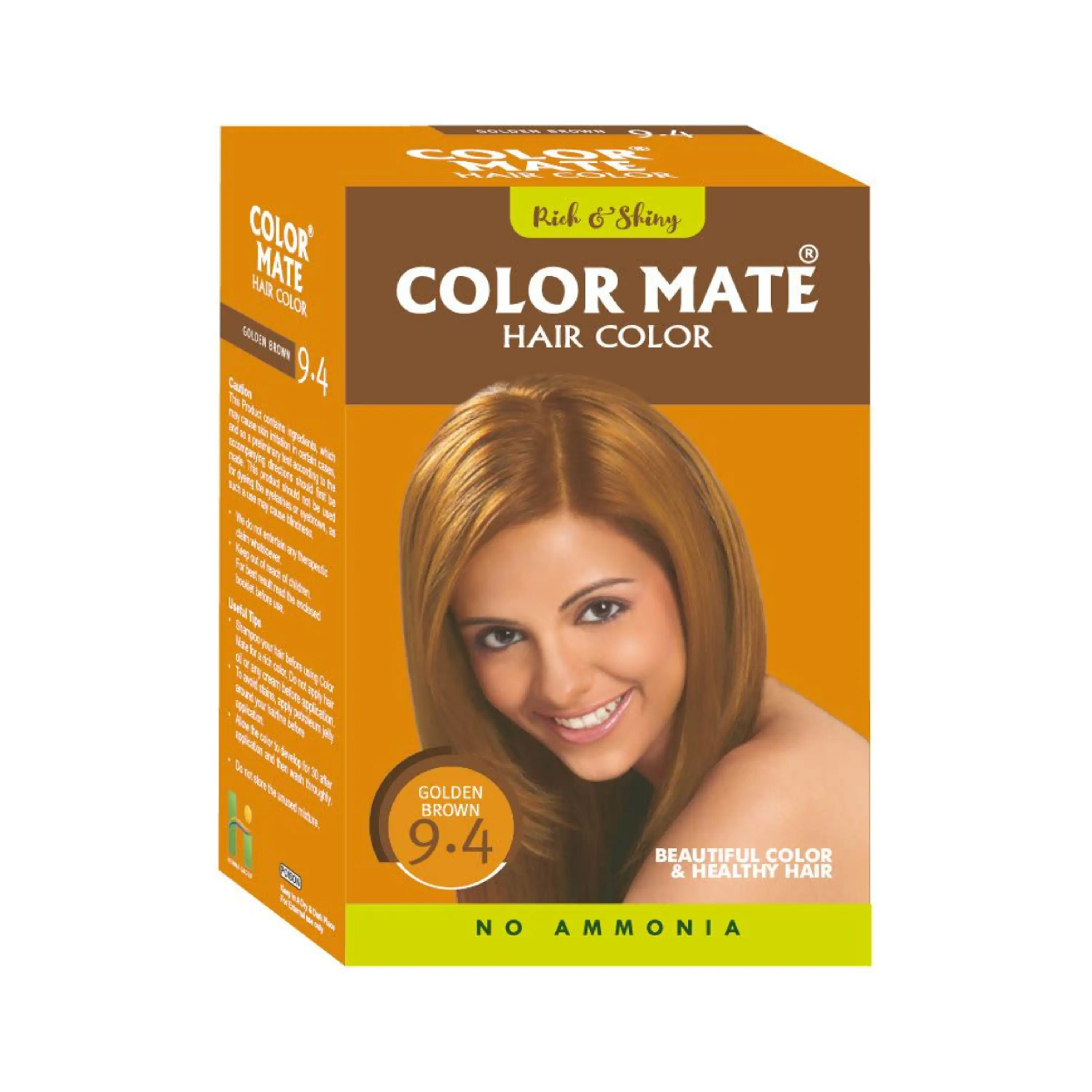 henna color mate CASTAÑO CLARO 9.4 (golden brown)  - CAJ X 5 u. 1