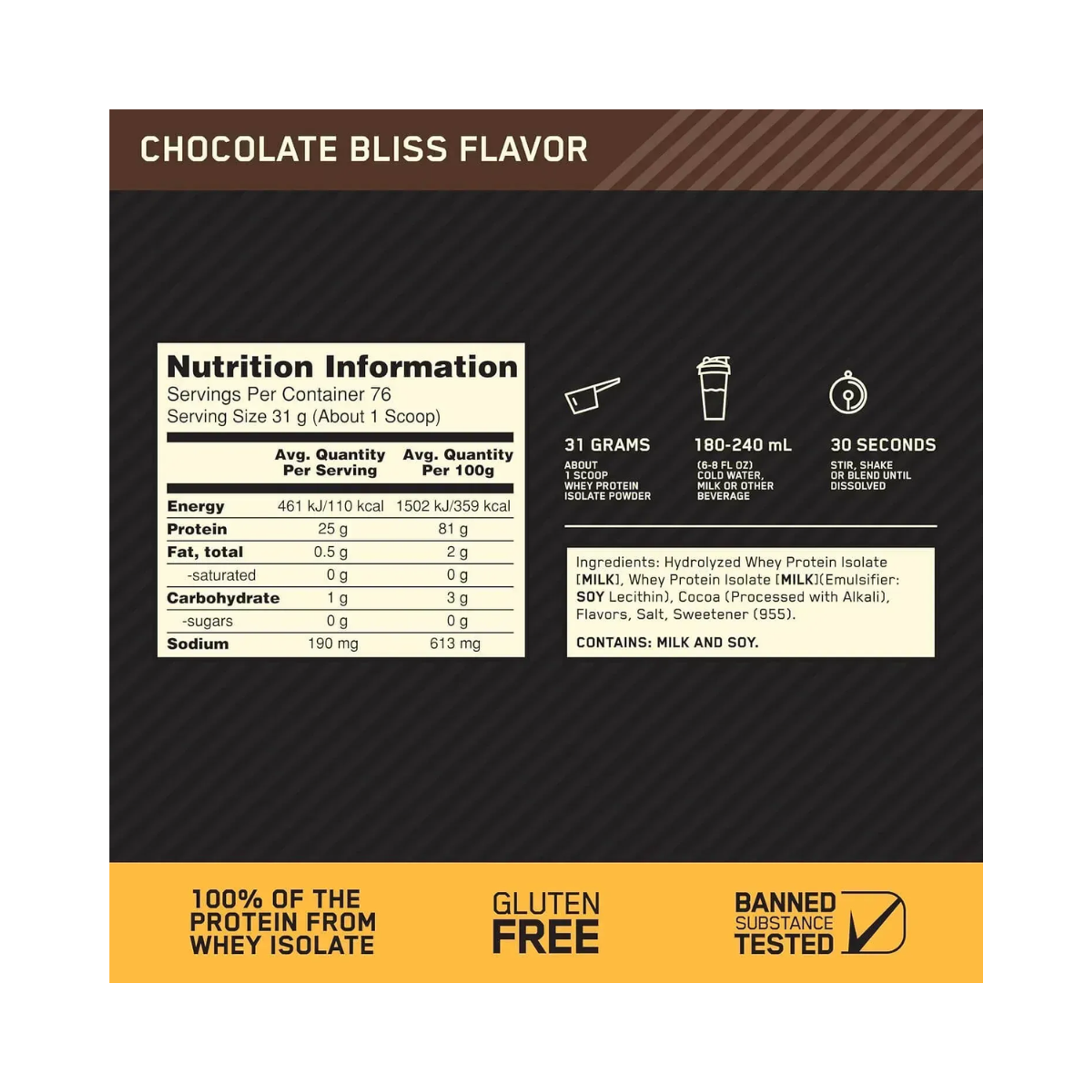 GOLD STANDARD 100% ISOLATE 5.20 lb ( 2.36 kg) pote - CHOCOLATE 2