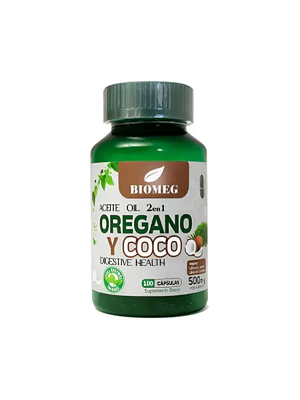 ACEITE DE OREGANA Y COCO 500mg - fco 100 cap