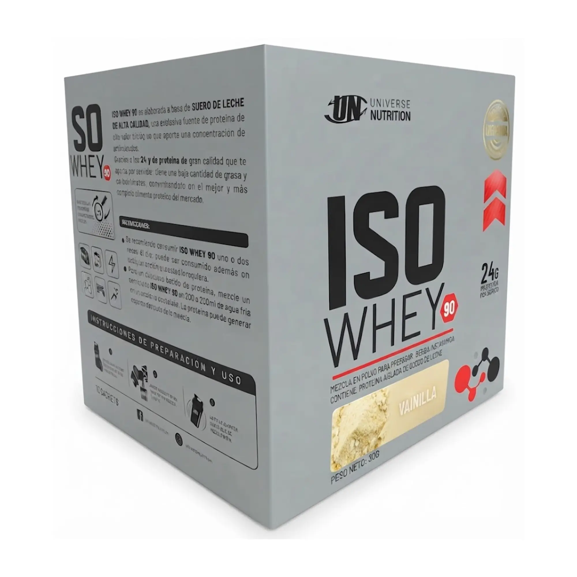 PROTEÍNA ISO WHEY 90 UN caja 10 sachets VAINILLA 1