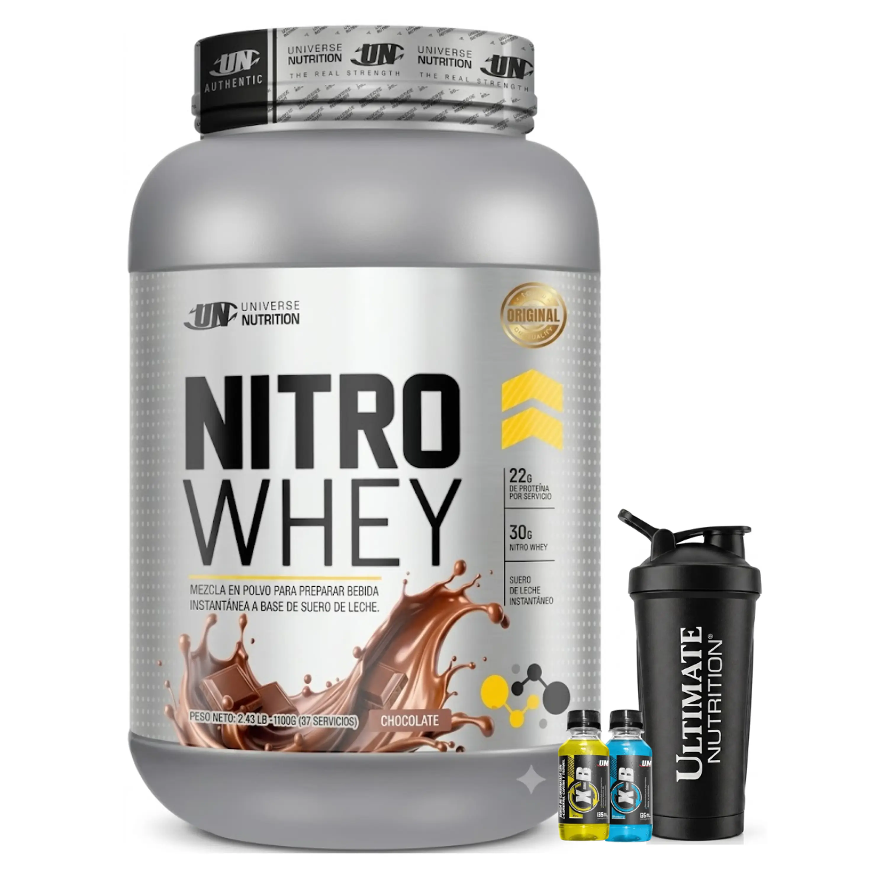 PROTEINA NITRO WHEY UN 1.1 Kg pote CHOCOLATE + REGALOS 1