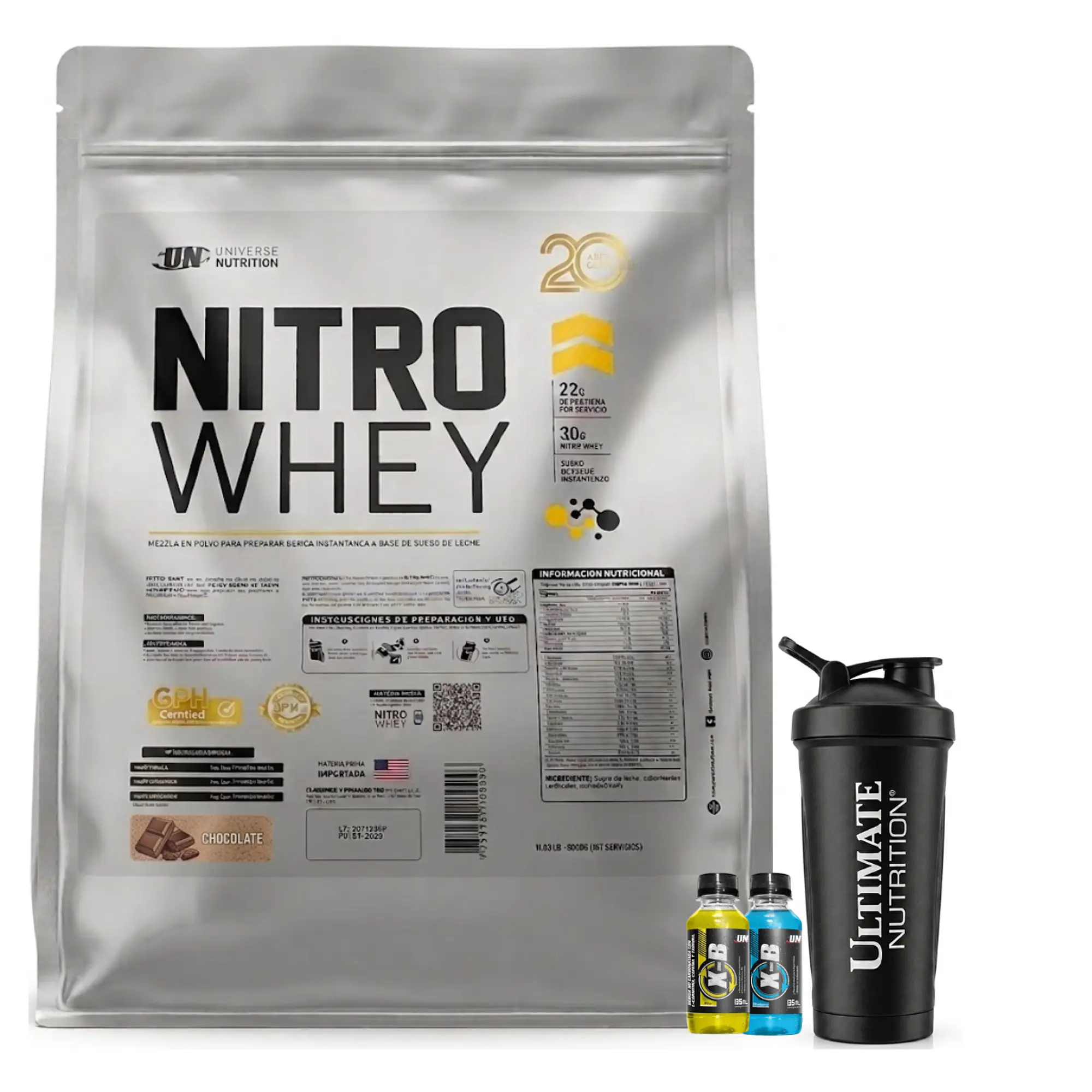 PROTEINA NITRO WHEY UN 5 kg Saco CHOCOLATE + REGALOS 1