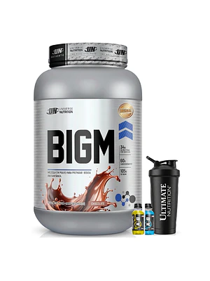 GANADOR DE MASA MUSCULAR CON PROTEINA BIGM UN 2 Kg pote CHOCOLATE + REGALOS