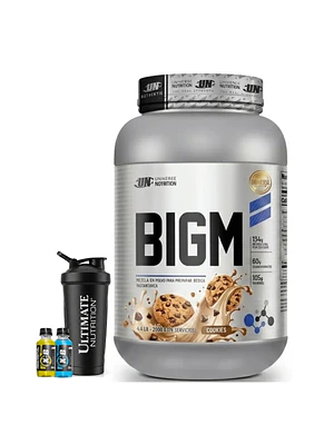 GANADOR DE MASA MUSCULAR CON PROTEINA BIGM UN 2 Kg pote COOKIES + REGALOS