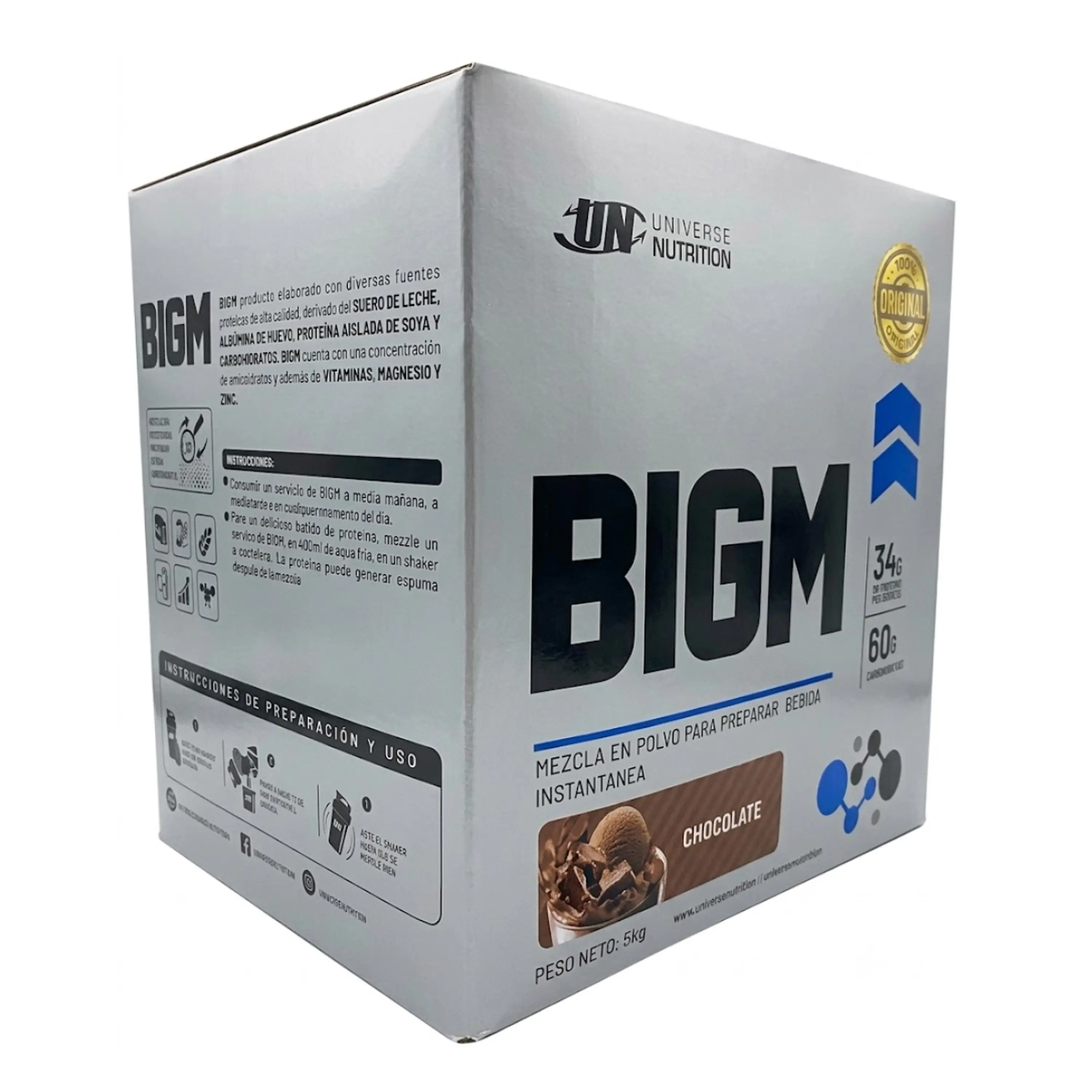 GANADOR DE MASA MUSCULAR CON PROTEINA BIGM UN Caja 10 sachets  1