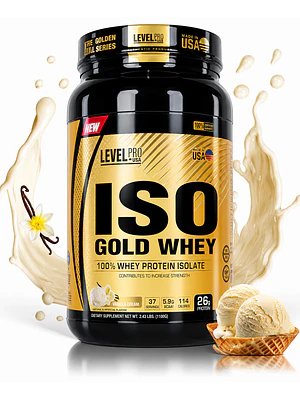 PROTEINA ISO GOLD WHEY  2.43  1100 g LEVEL PRO VAINILLA 