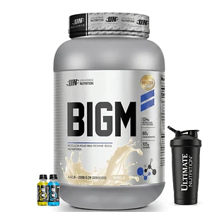 GANADOR DE MASA MUSCULAR CON PROTEINA BIGM UN 2 Kg pote VAINILLA + REGALOS