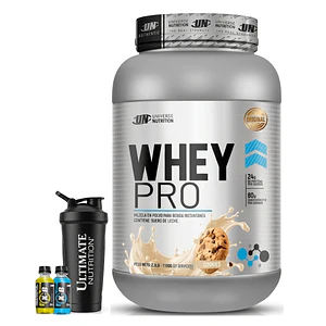 PROTEINA CON AUMENTO DE MASA MUSCULAR WHEY PRO UN 1100 g COOKIES + REGALOS