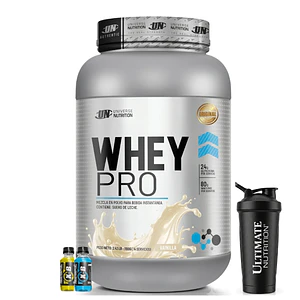 PROTEINA CON AUMENTO DE MASA MUSCULAR WHEY PRO UN 1100 g VAINILLA + REGALOS