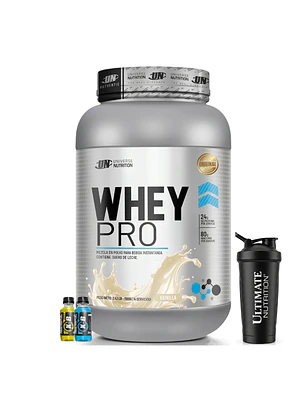 PROTEINA CON AUMENTO DE MASA MUSCULAR WHEY PRO UN 1100 g VAINILLA + REGALOS