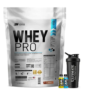 PROTEINA CON AUMENTO DE MASA MUSCULAR WHEY PRO UN 3 Kg SHAKER XB CHOCOLATE + REGALOS