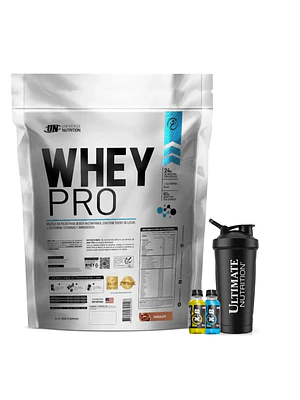 PROTEINA CON AUMENTO DE MASA MUSCULAR WHEY PRO UN 3 Kg SHAKER XB CHOCOLATE + REGALOS
