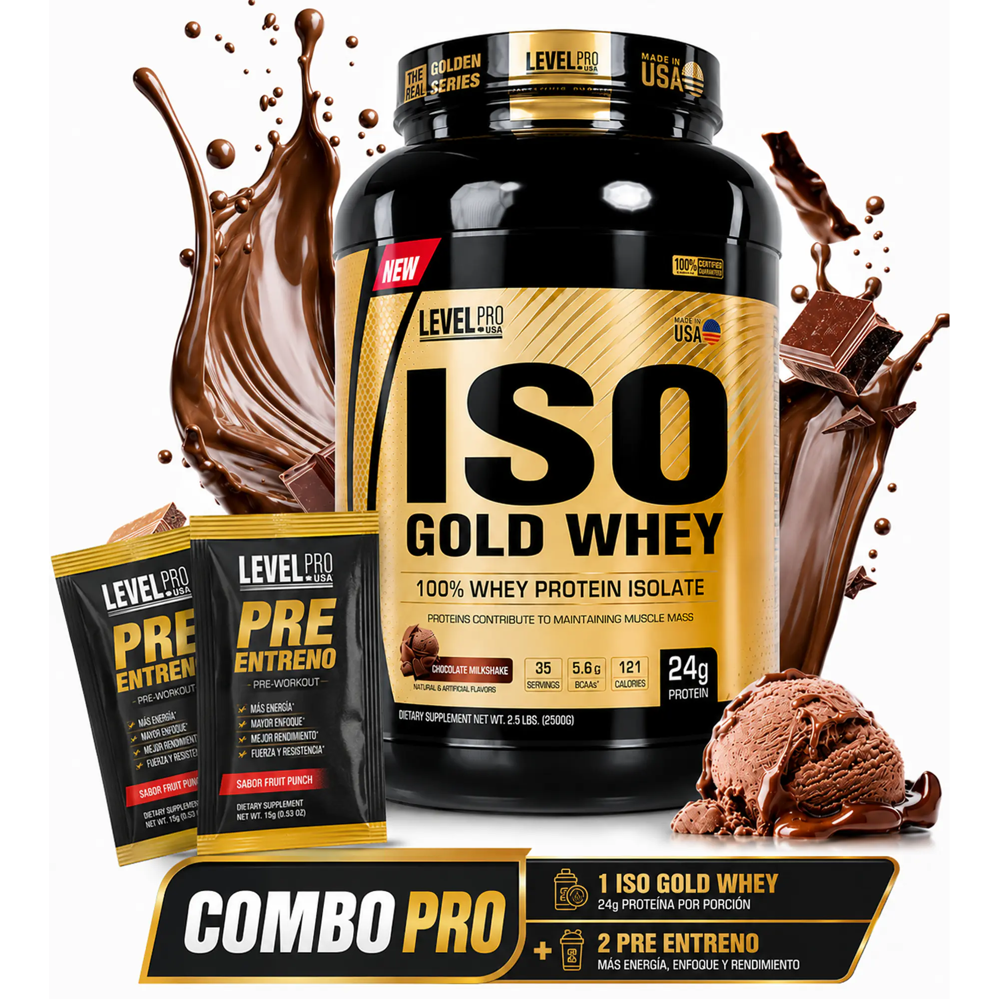 PROTEINA ISO GOLD WHEY 1100 g LEVEL PRO   1