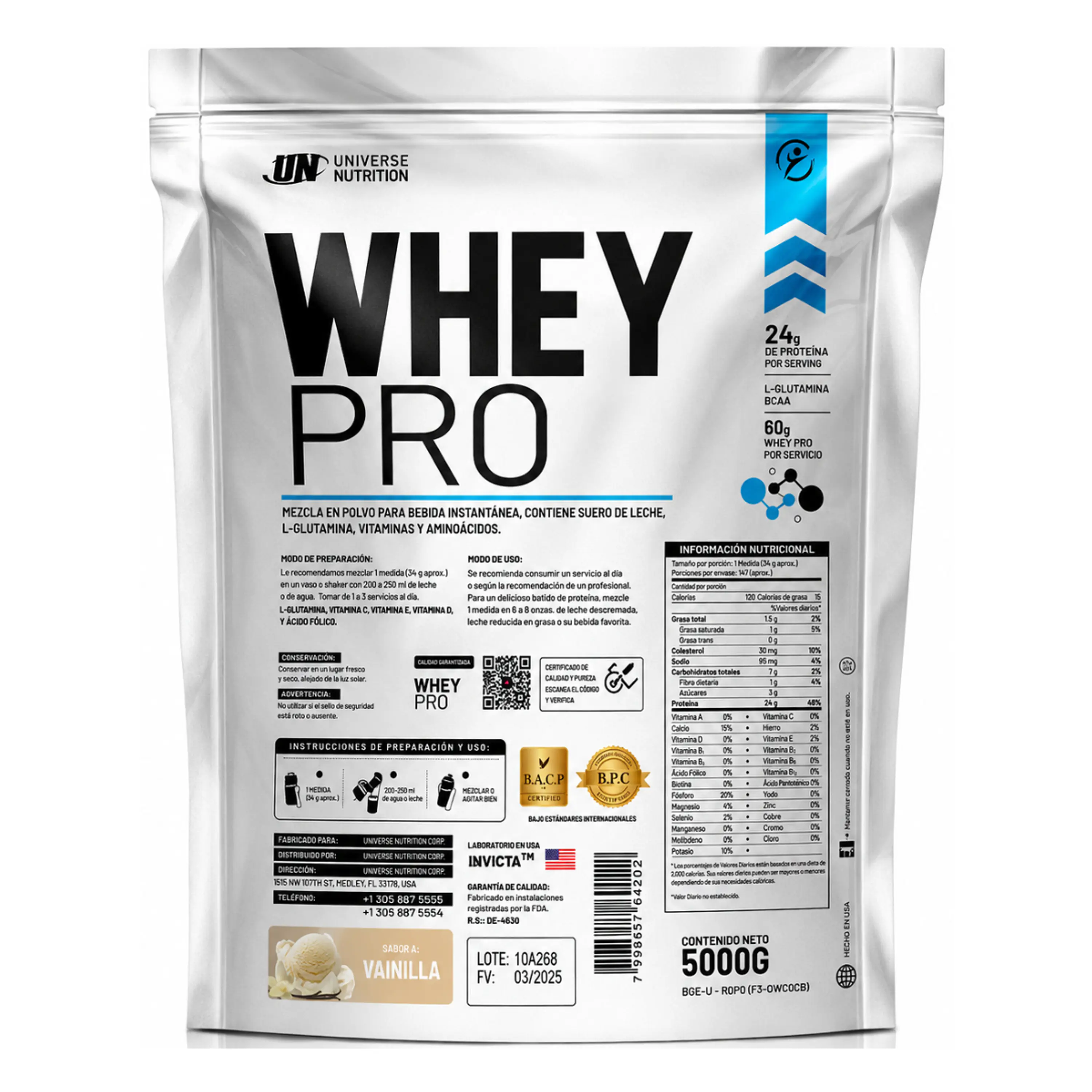 PROTEINA CON AUMENTO DE MASA MUSCULAR WHEY PRO UN 5 Kg 3