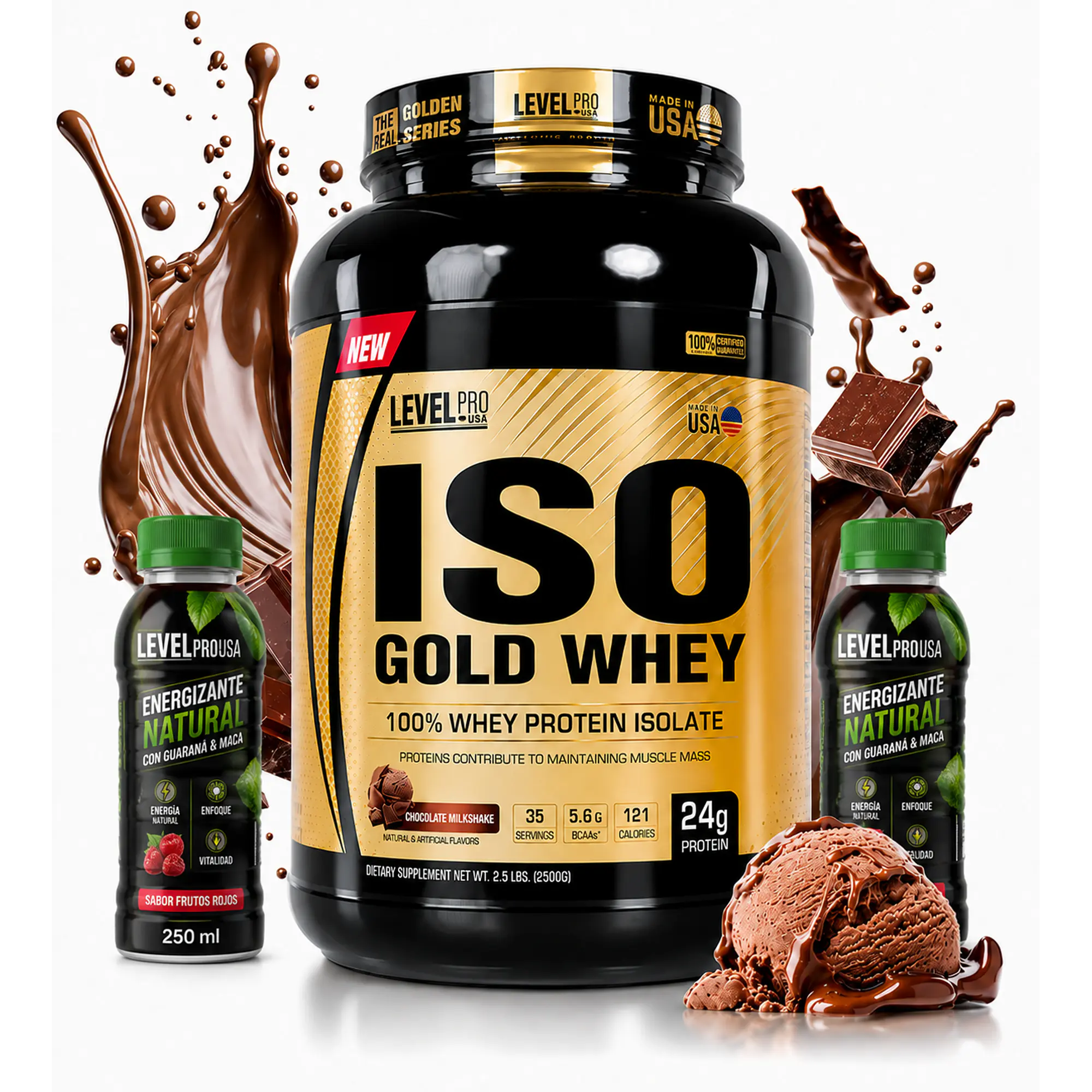  PROTEINA ISO GOLD WHEY  1100 g LEVEL PRO  1
