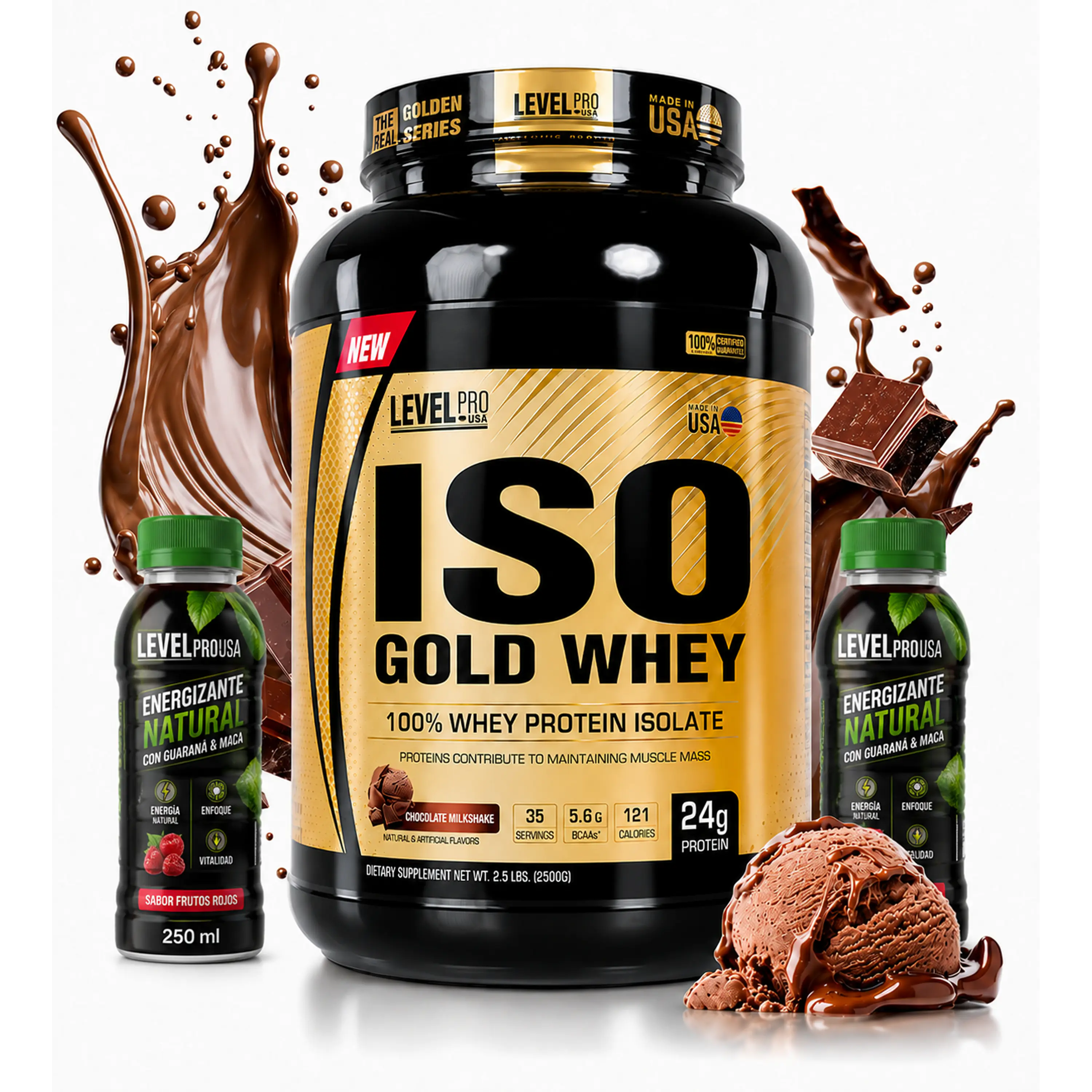 PROTEINA ISO GOLD WHEY  1100 g LEVEL PRO  1