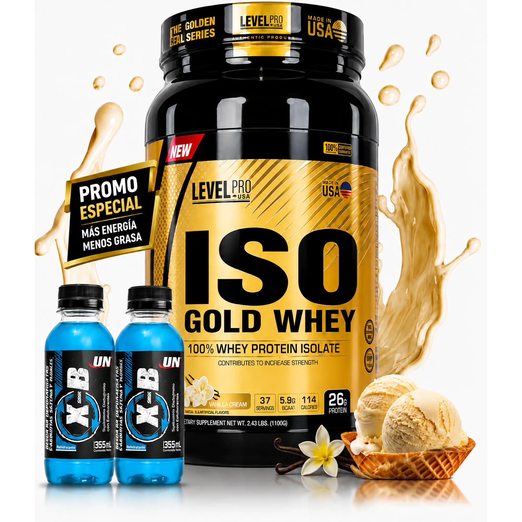 PROTEINA ISO GOLD WHEY 1100 g LEVEL  PRO 1