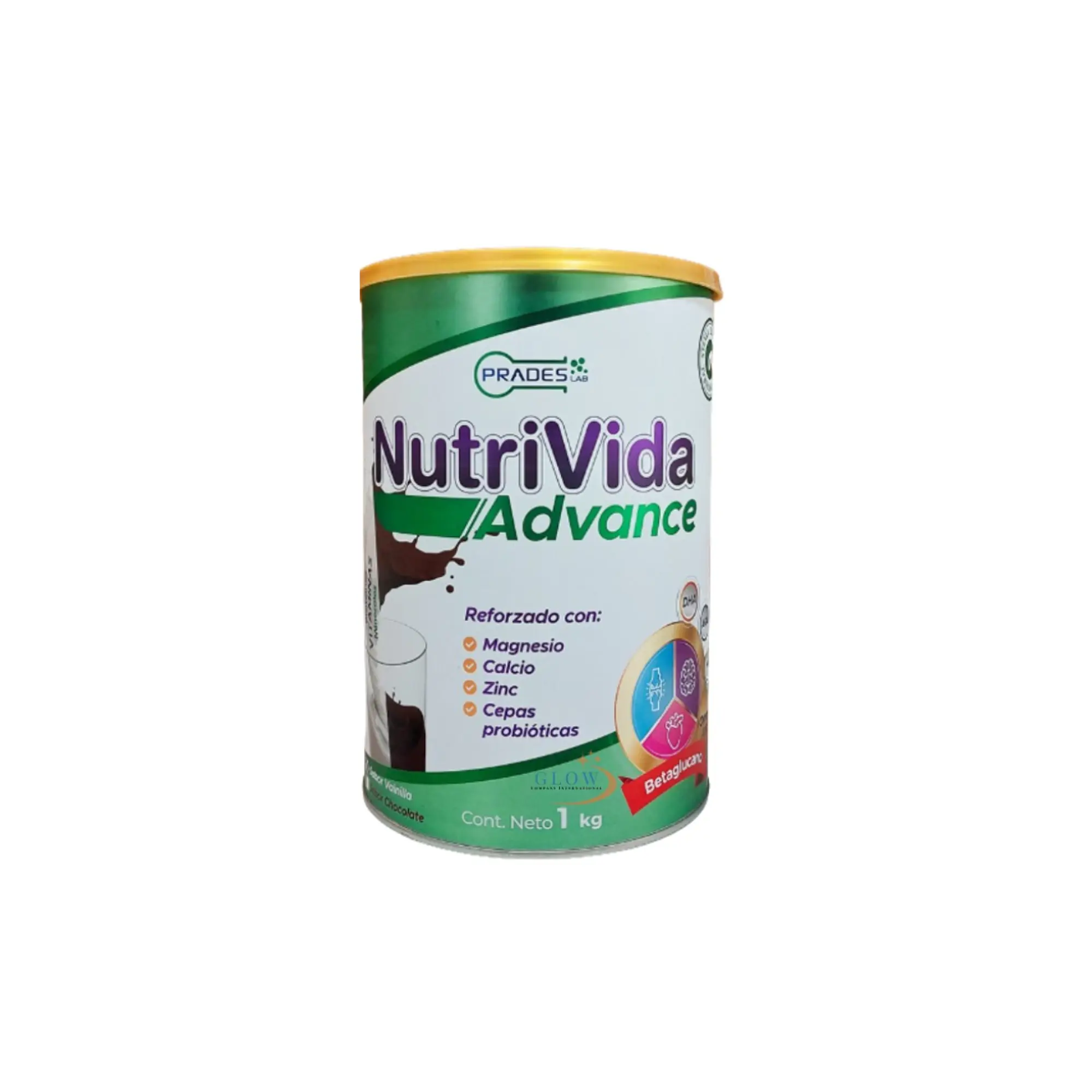 PRADES NUTRIVIDA ADVANCE 1 KG – Sabor Chocolate | Con Magnesio, Calcio, Zinc y Probióticos 1