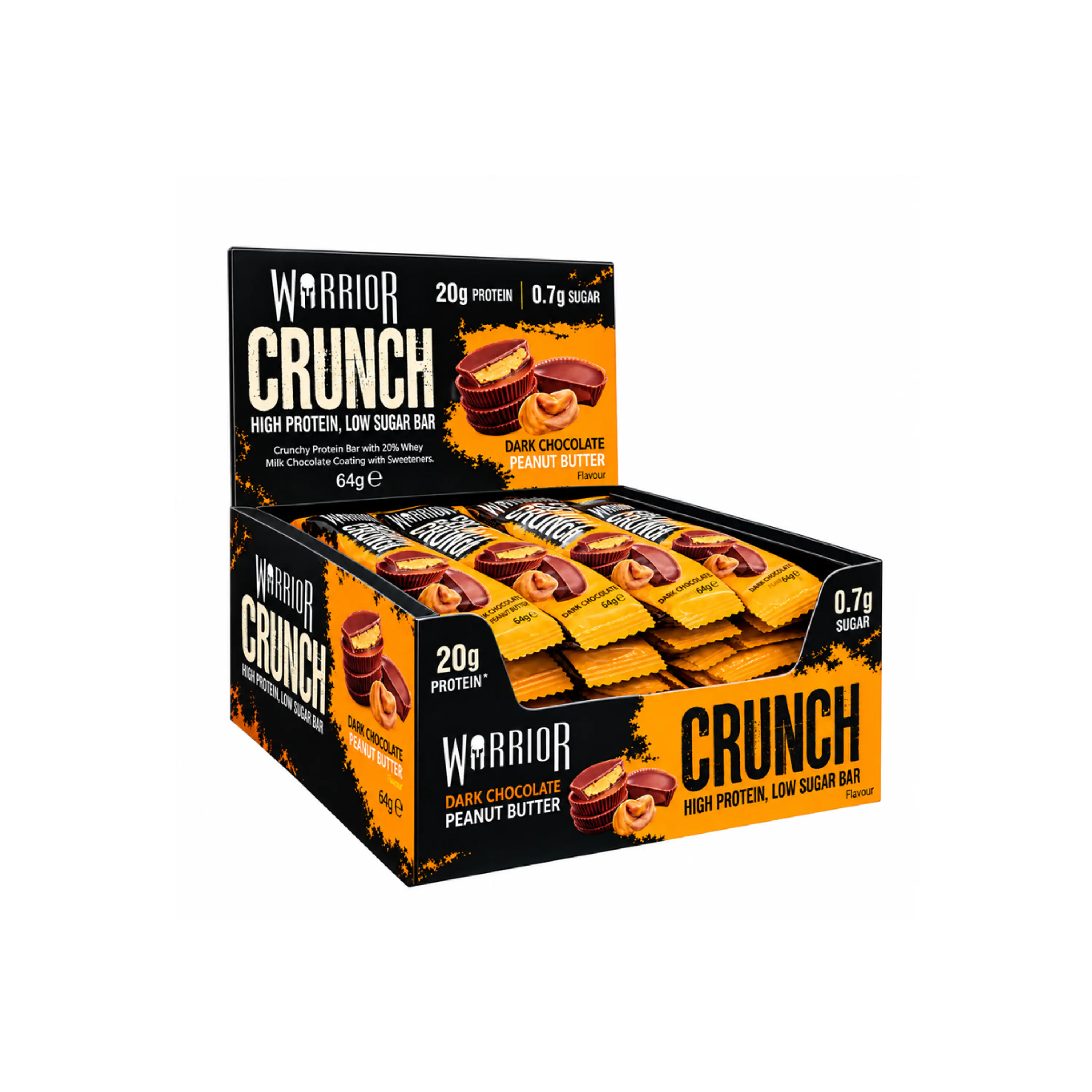 WARRIOR  PROTEINA EN BARRA EN 20g- caja x 12u x 64g(768)-  DARK CHOCOLATE PEANUT BUTTER FLAVOUR 1