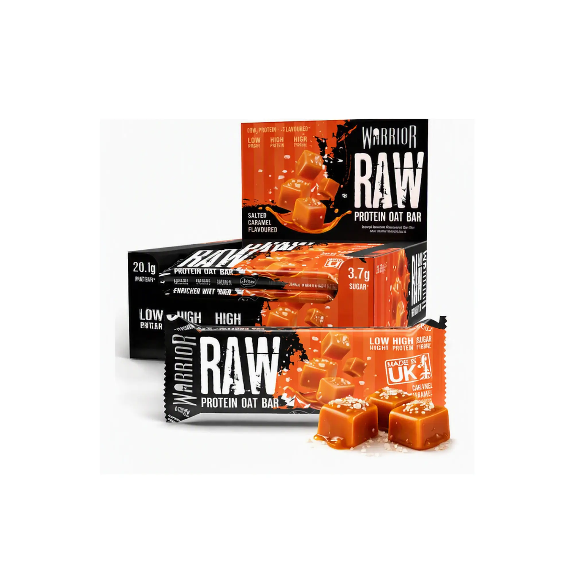 WARRIOR RAW  PROTEINA EN BARRA EN 20g- caja x 12u x 75g(900)-  SALTED CARAMEL FLAVOURED 1
