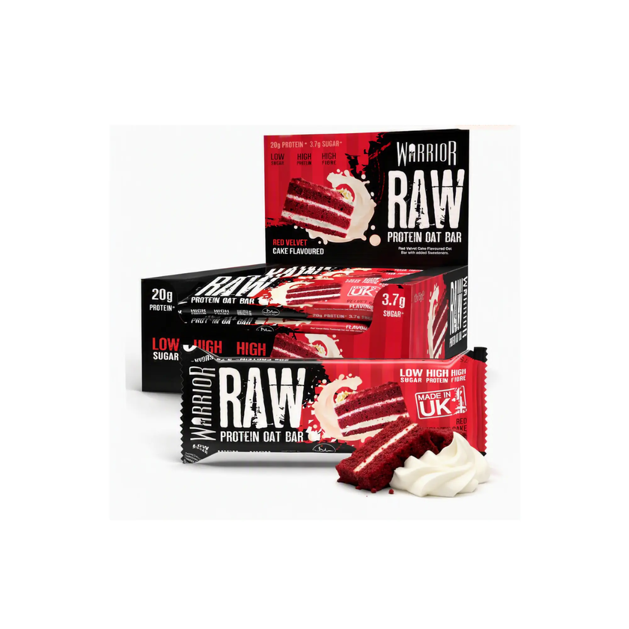 WARRIOR RAW  PROTEINA EN BARRA EN 20g- caja x 12u x 75g(900)-  RED VELVET CAKE FLAVOURED 1