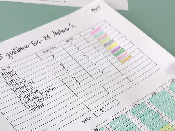 Plantilla descargable - Gestiona tus 24 horas