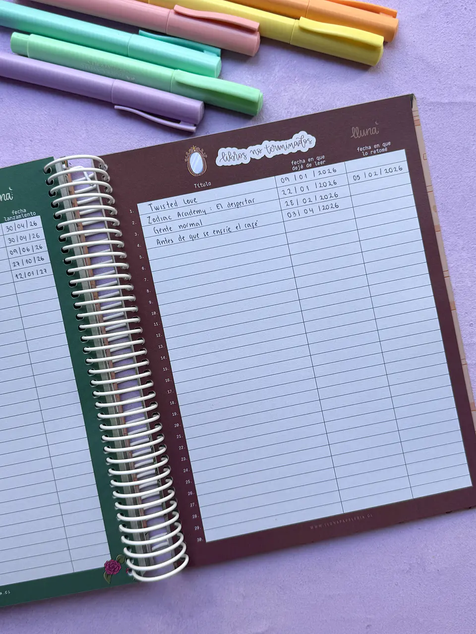 Reading Planner - PREVENTA con despacho el 05/05 19