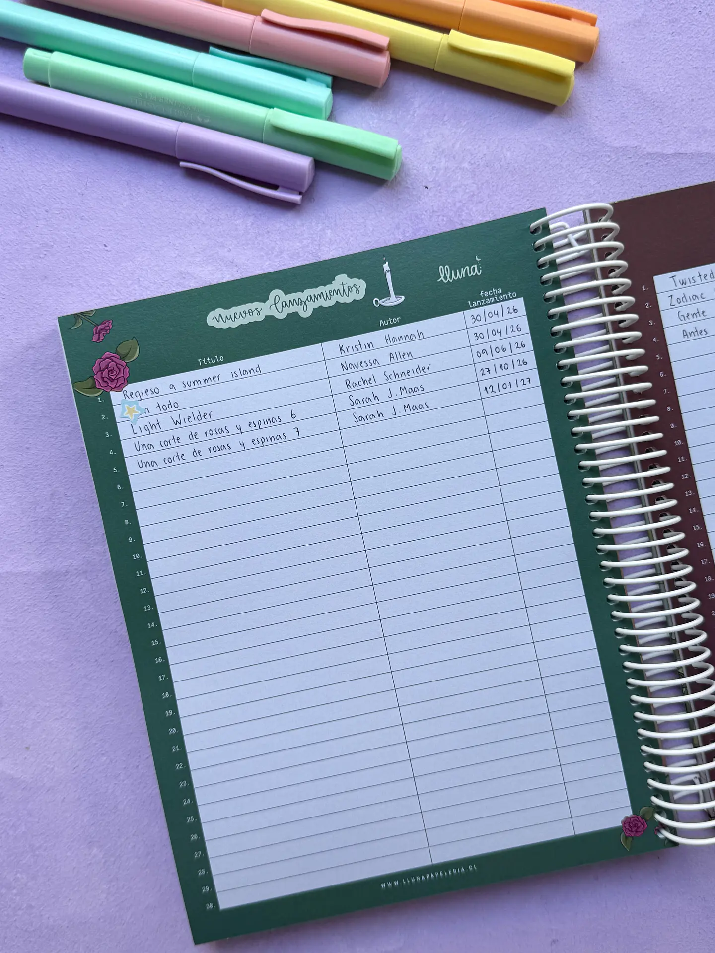 Reading Planner - PREVENTA con despacho el 05/05 18