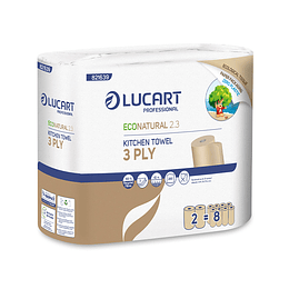 Toallas de Cocina Lucart Econatural 2.3  Triple Hoja  1 Paquete de 2 Rollos de 42 MT C/U