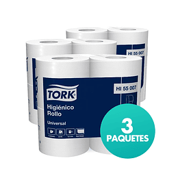Papel Higiénico Rollo H/S Tork Universal 3 Paquetes de 4 Rollos de 50 Mts.